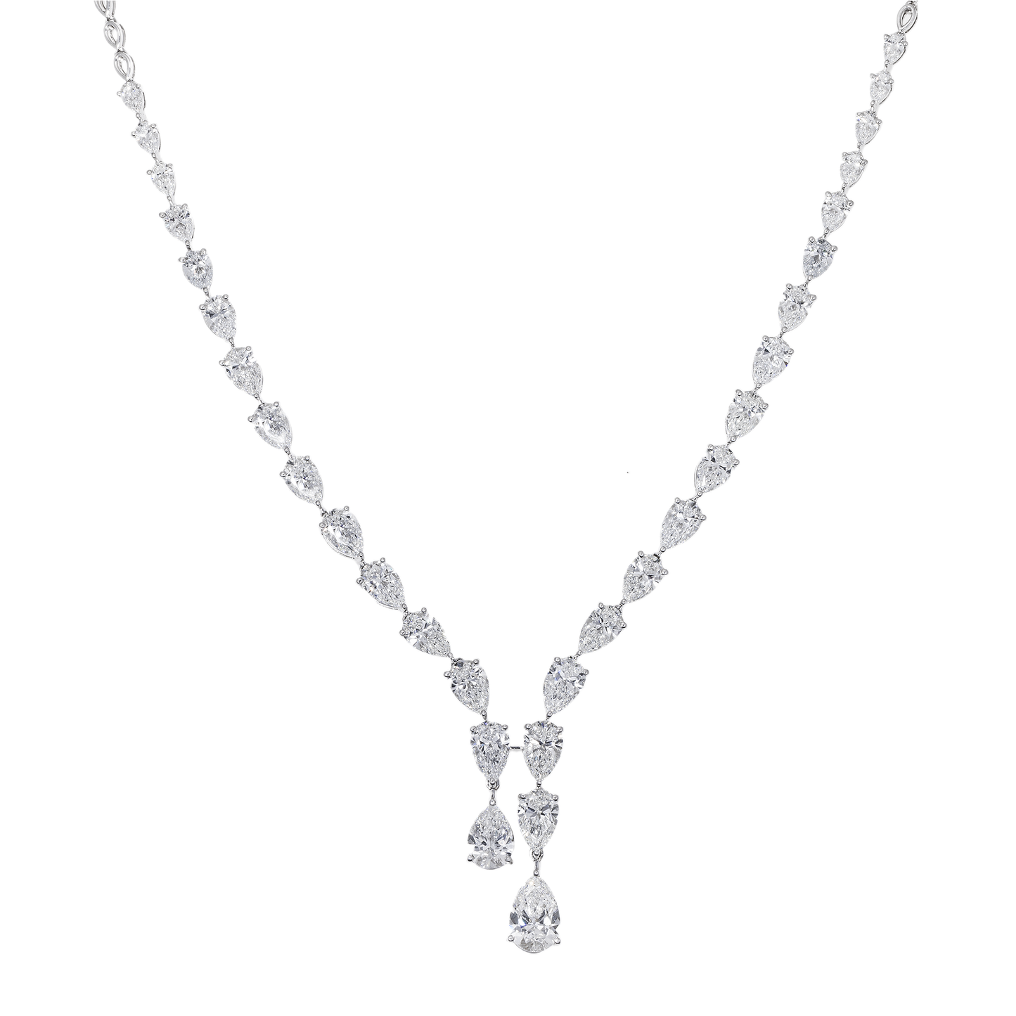 Lab-Grown Pear Diamond Drop Necklace – 14K White Gold