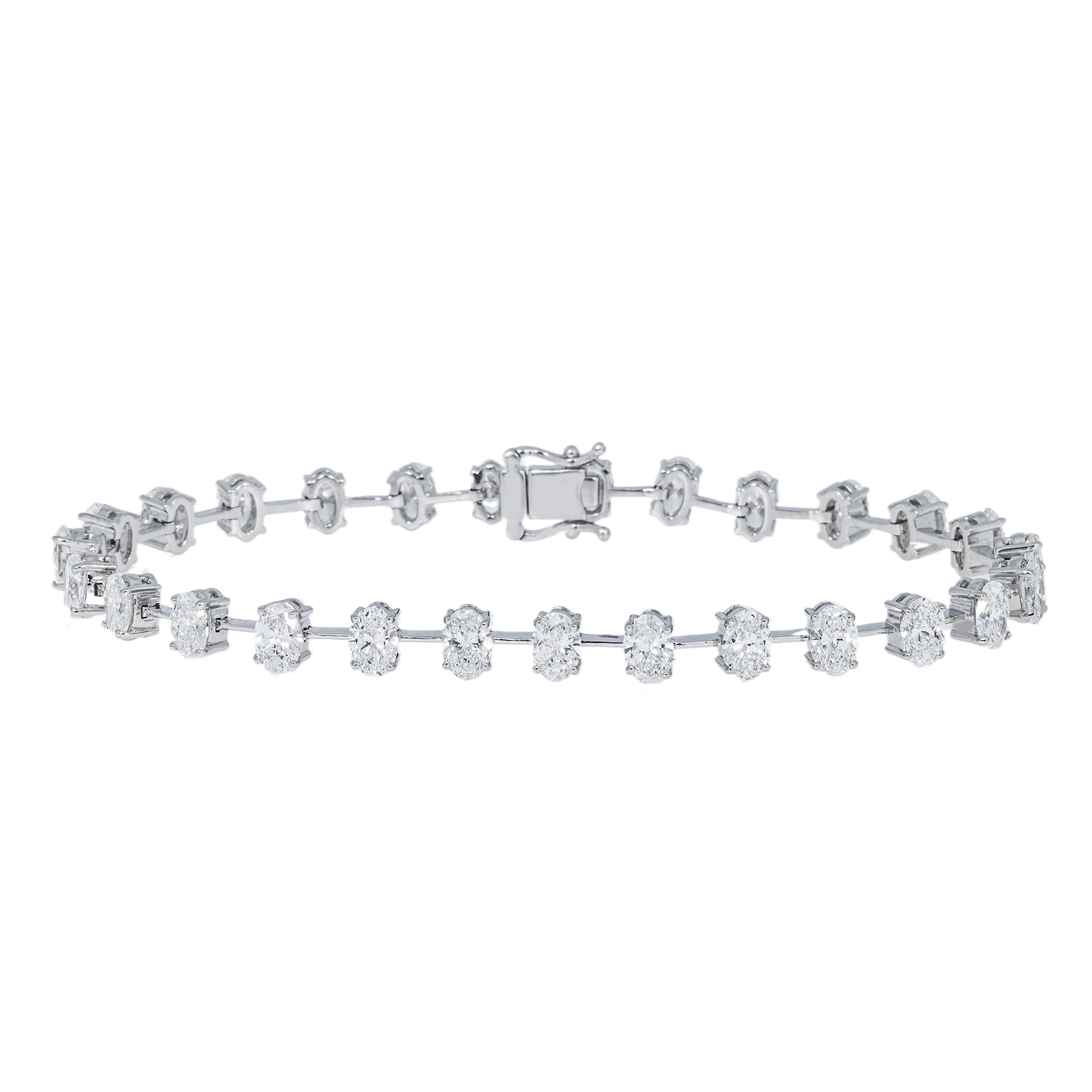 Lab-Grown Oval Diamond Tennis Bracelet – 14K White Gold