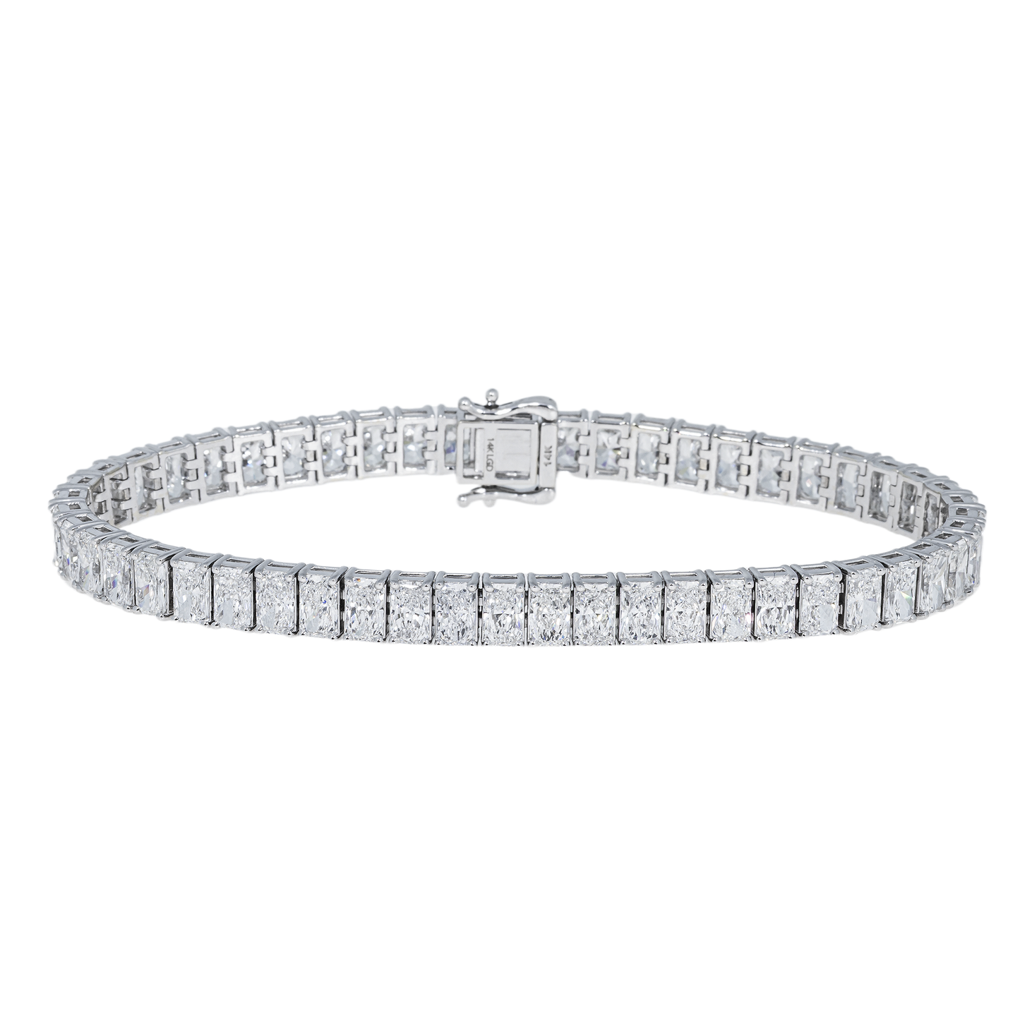 Lab-Grown Radiant Diamond Tennis Bracelet – 14K White Gold