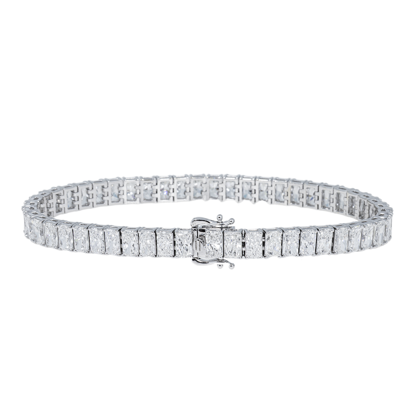 Lab-Grown Radiant Diamond Tennis Bracelet – 14K White Gold