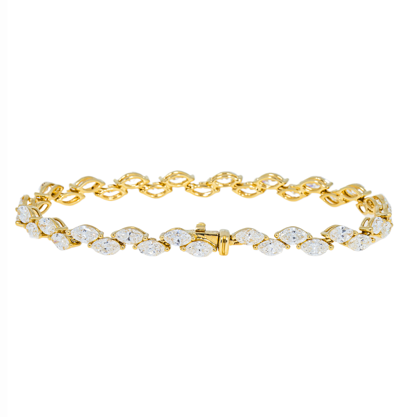 Natural Diamond Marquise Tennis Bracelet – 14K Yellow Gold | 8.60 CTW Marquise-Cut Diamonds