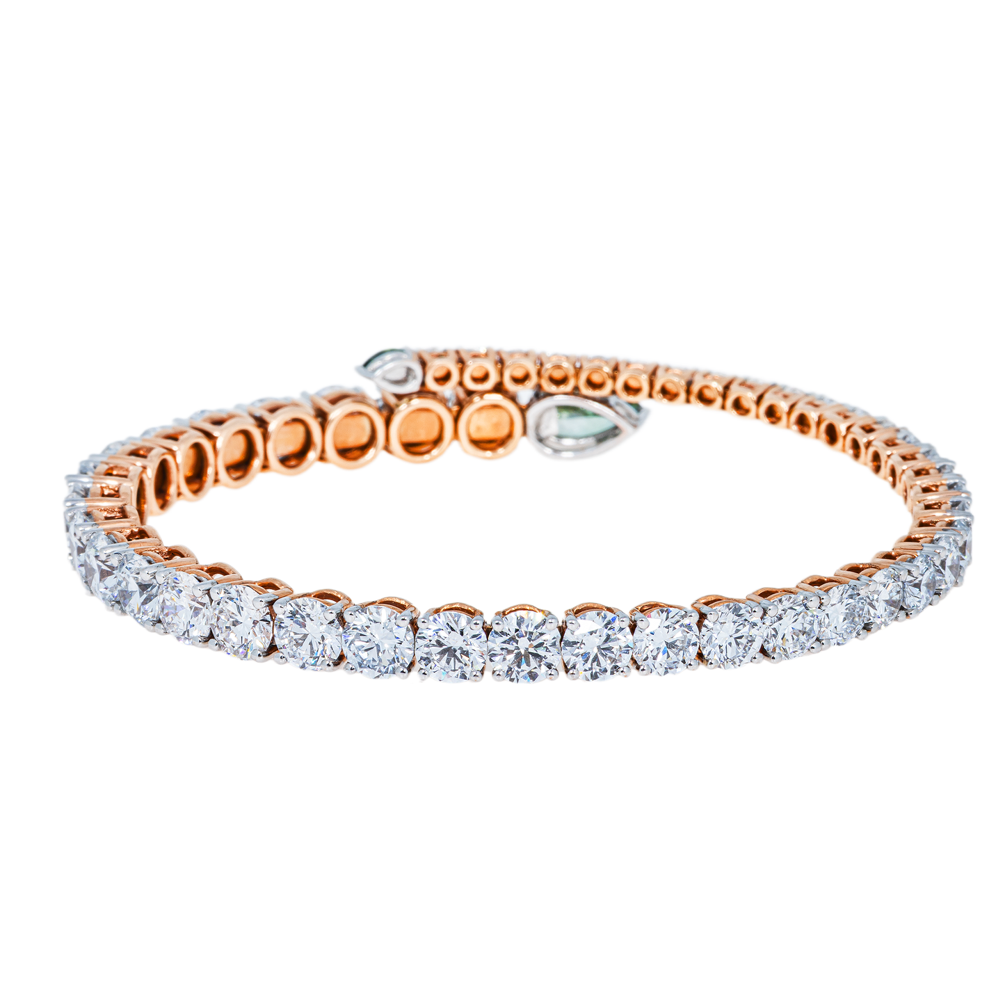 Lab-Grown Green & White Diamond Tennis Bracelet
