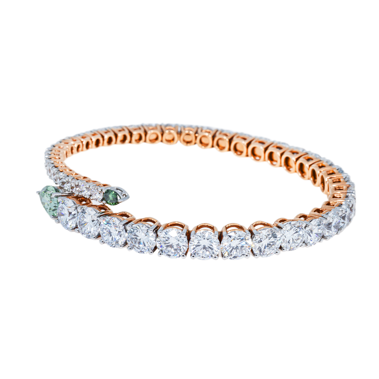 Lab-Grown Green & White Diamond Tennis Bracelet