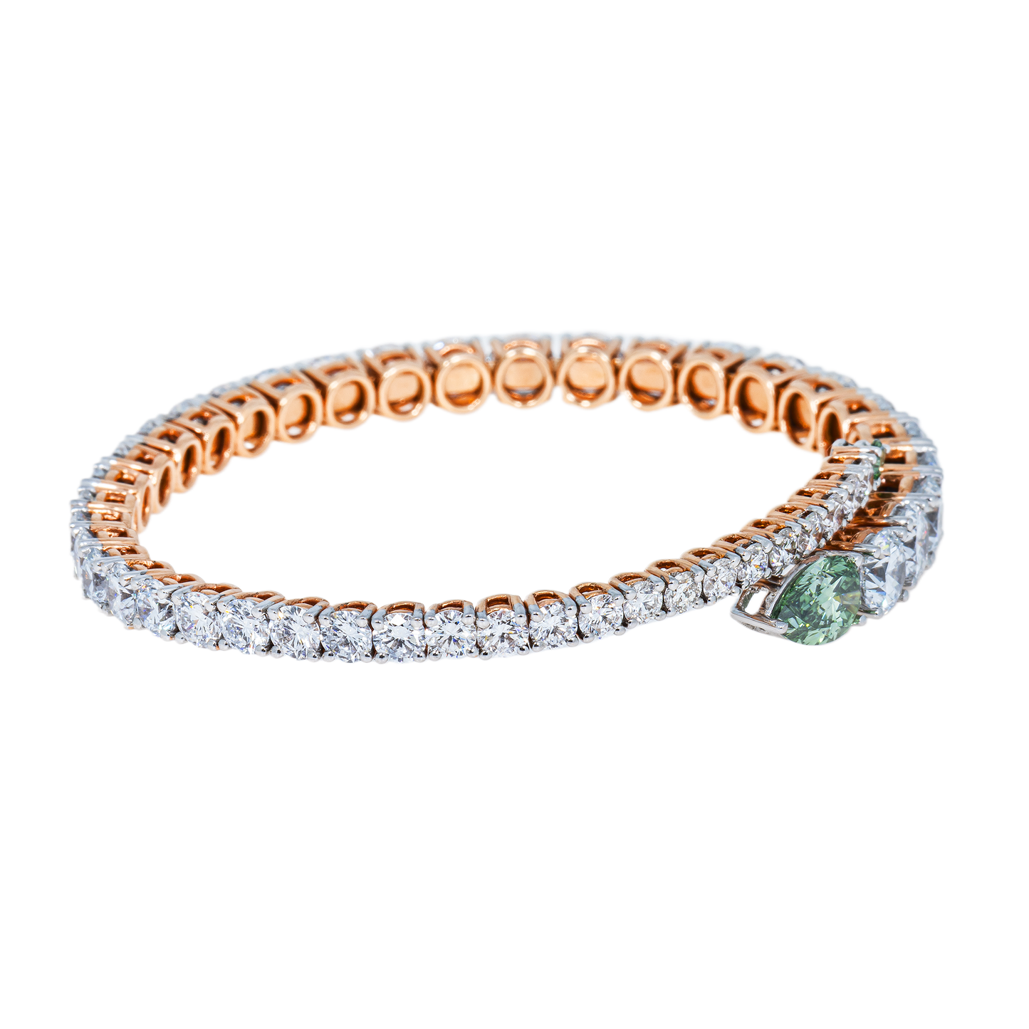 Lab-Grown Green & White Diamond Tennis Bracelet