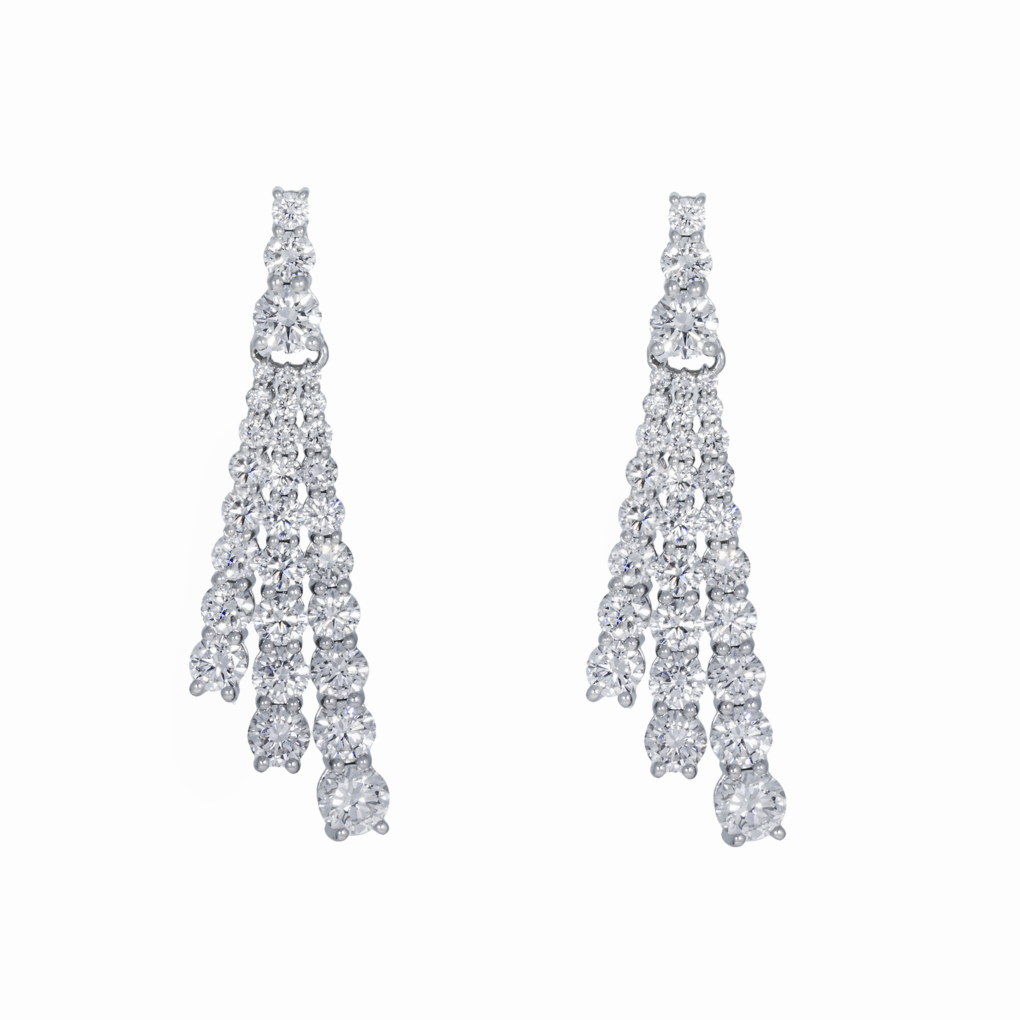 Lab-Grown Diamond Tassel Drop Earrings – 14K White Gold