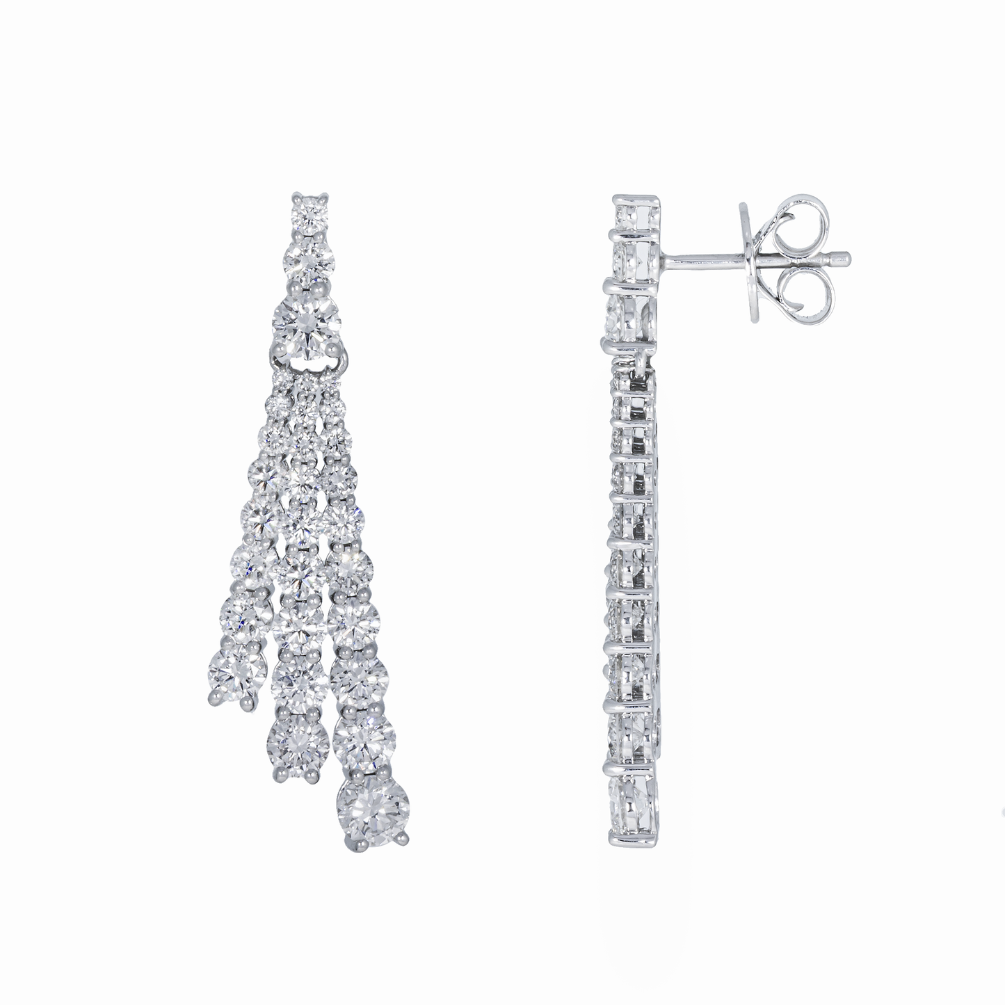 Lab-Grown Diamond Tassel Drop Earrings – 14K White Gold