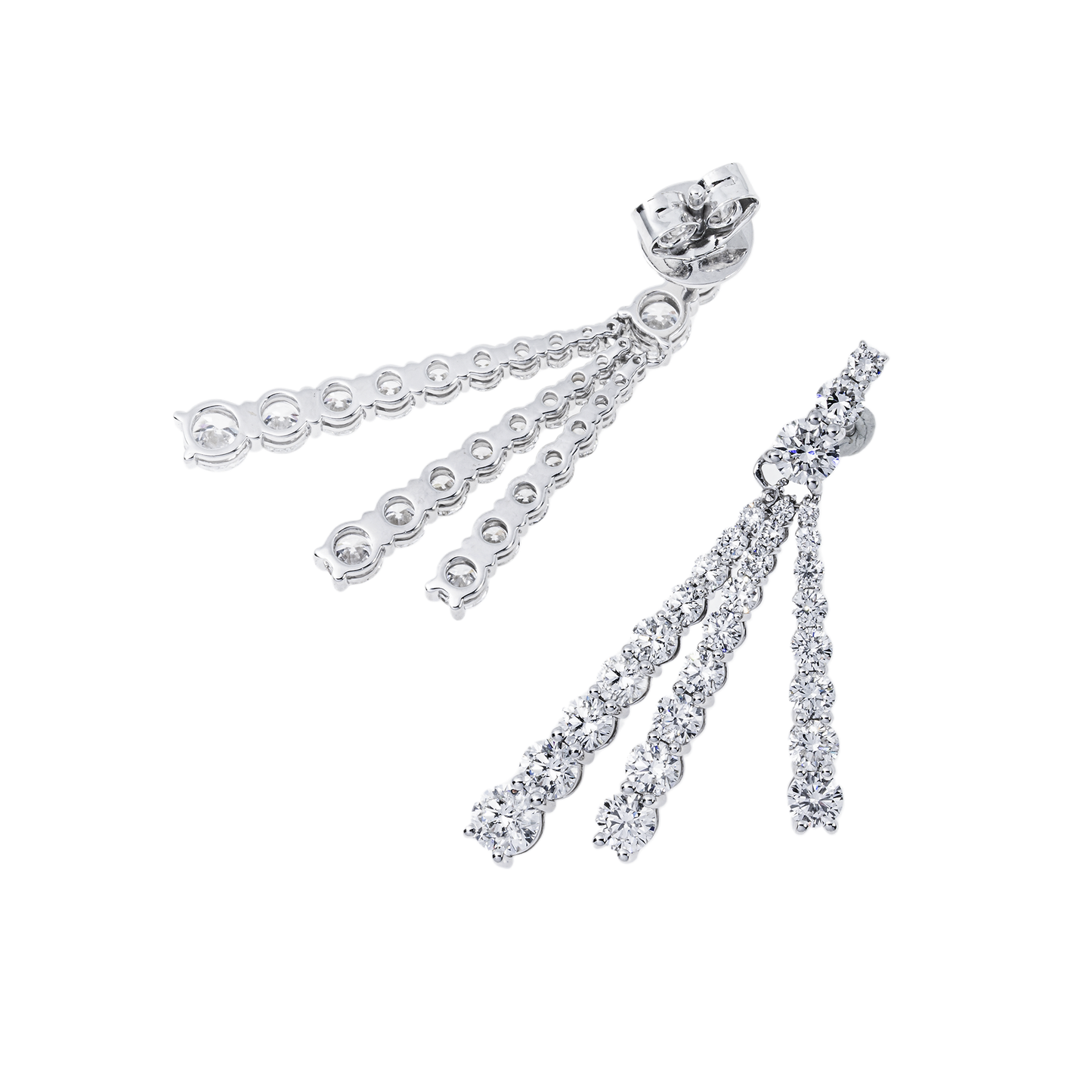 Lab-Grown Diamond Tassel Drop Earrings – 14K White Gold
