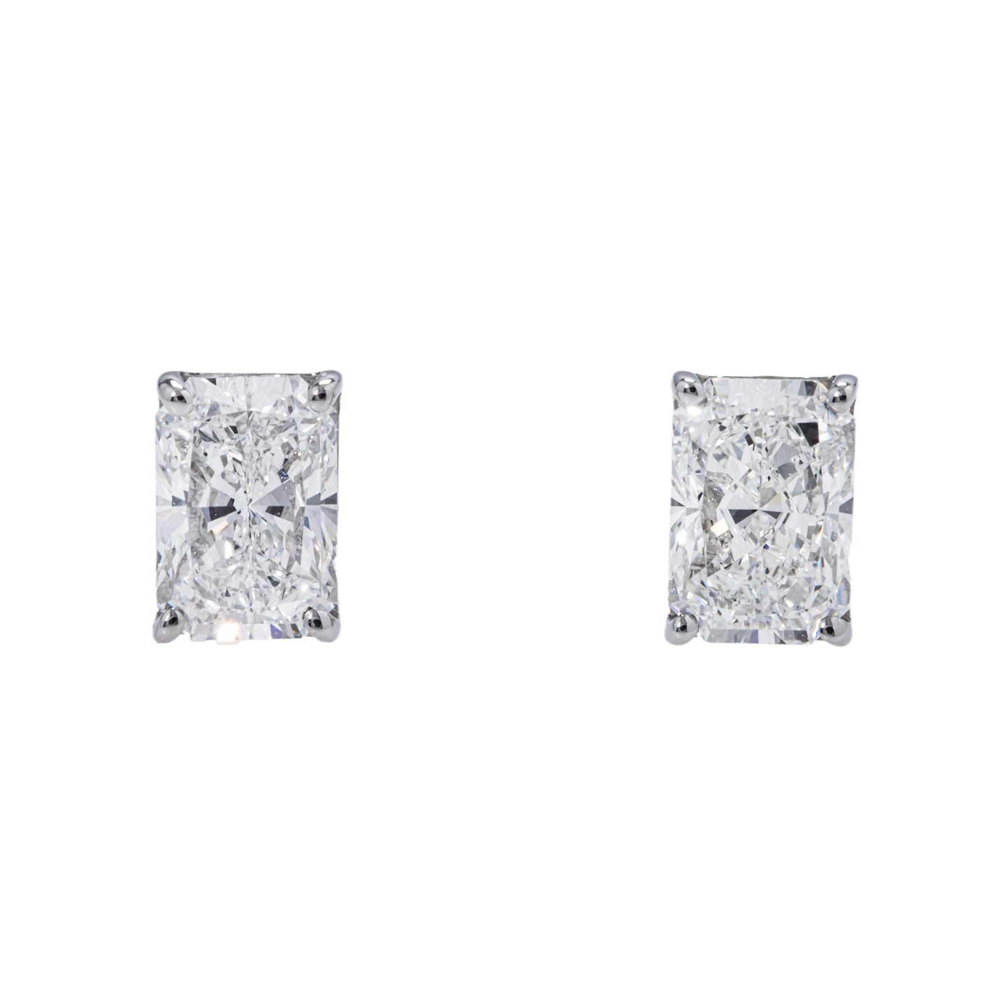 14K White Gold Radiant Cut Diamond Stud Earrings