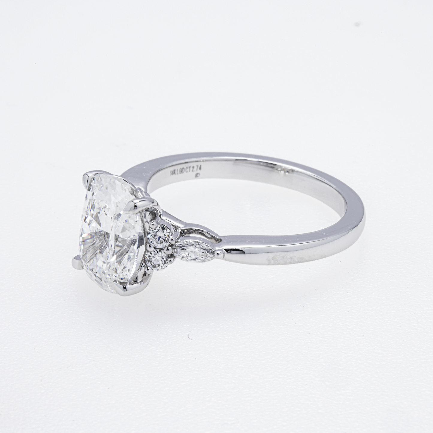 Lab-Grown Oval Diamond Engagement Ring – 2.74 CTW in 14K White Gold