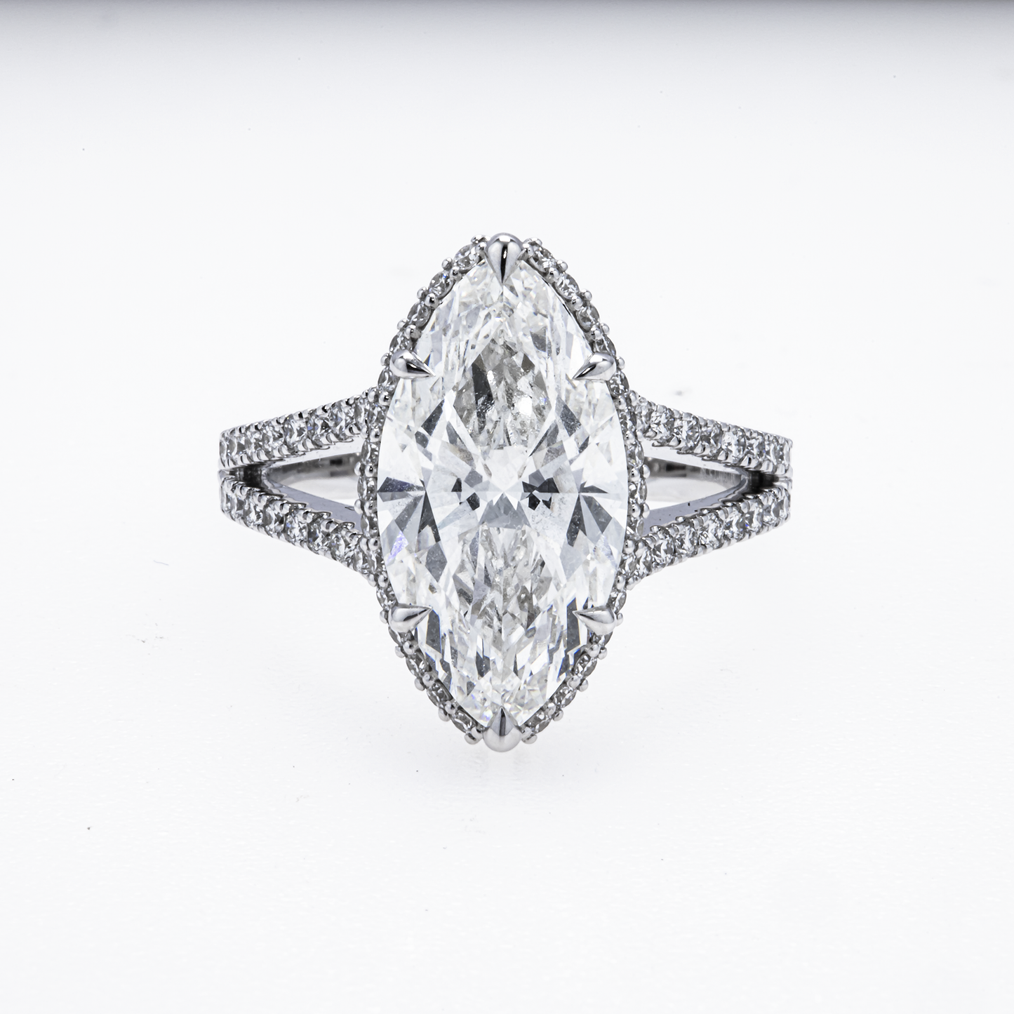 Lab-Grown Marquise Diamond Split-Shank Ring – 5.18 CTW in 14K White