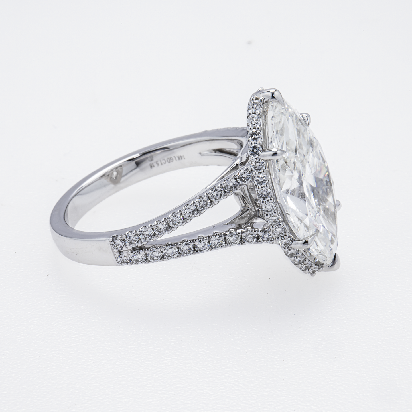 Lab-Grown Marquise Diamond Split-Shank Ring – 5.18 CTW in 14K White