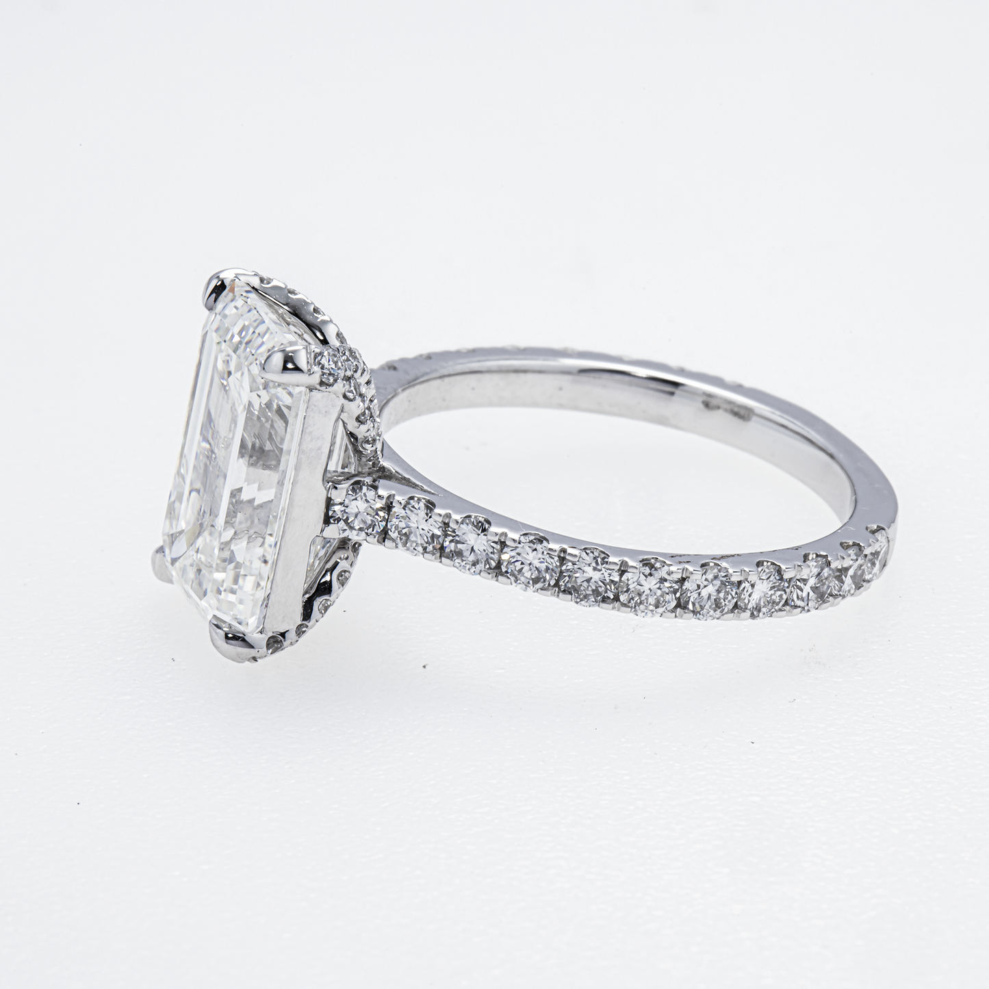 Lab-Grown Emerald-Cut Diamond Hidden Halo Ring – 5.01 CTW