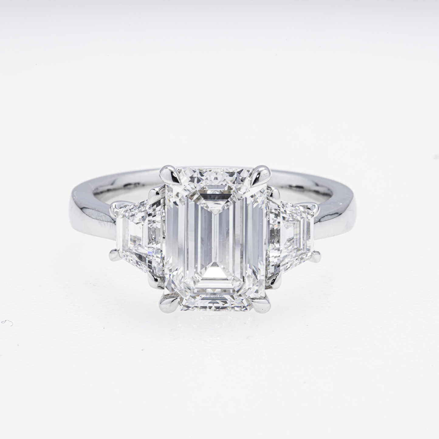 GIA-Certified Lab-Grown Emerald-Cut Three-Stone Diamond Ring – 3.96 CTW in 14K White Gold