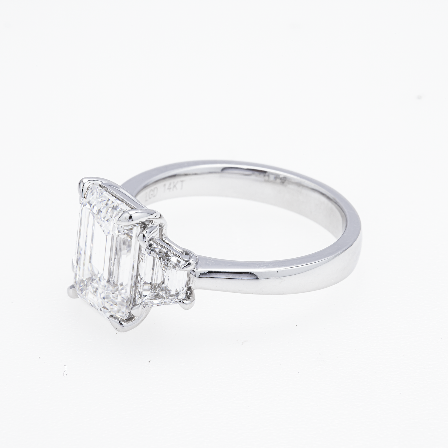 GIA-Certified Lab-Grown Emerald-Cut Three-Stone Diamond Ring – 3.96 CTW in 14K White Gold
