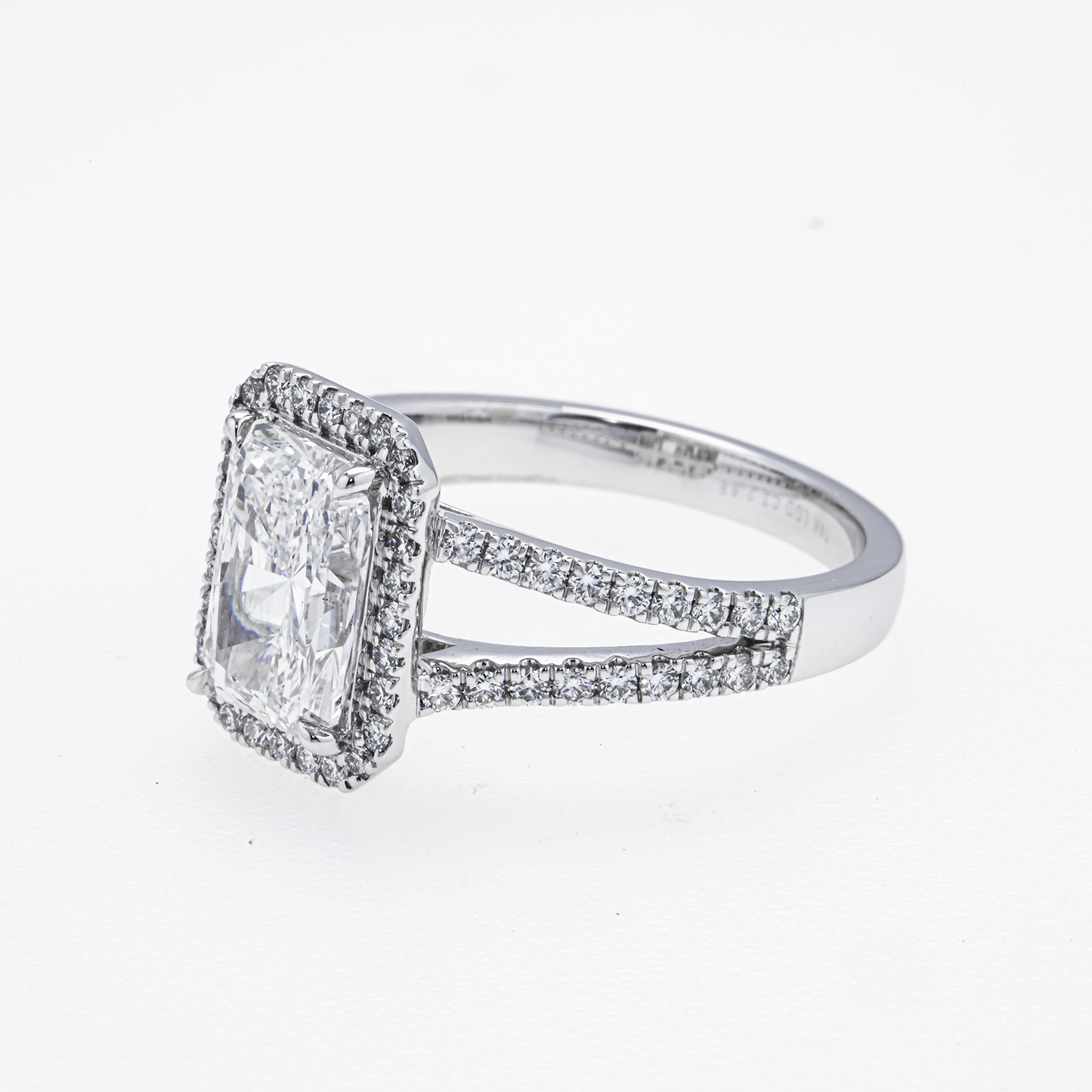 Lab-Grown Radiant Diamond Halo Split-Shank Ring – 2.68 CTW in 14K White Gold