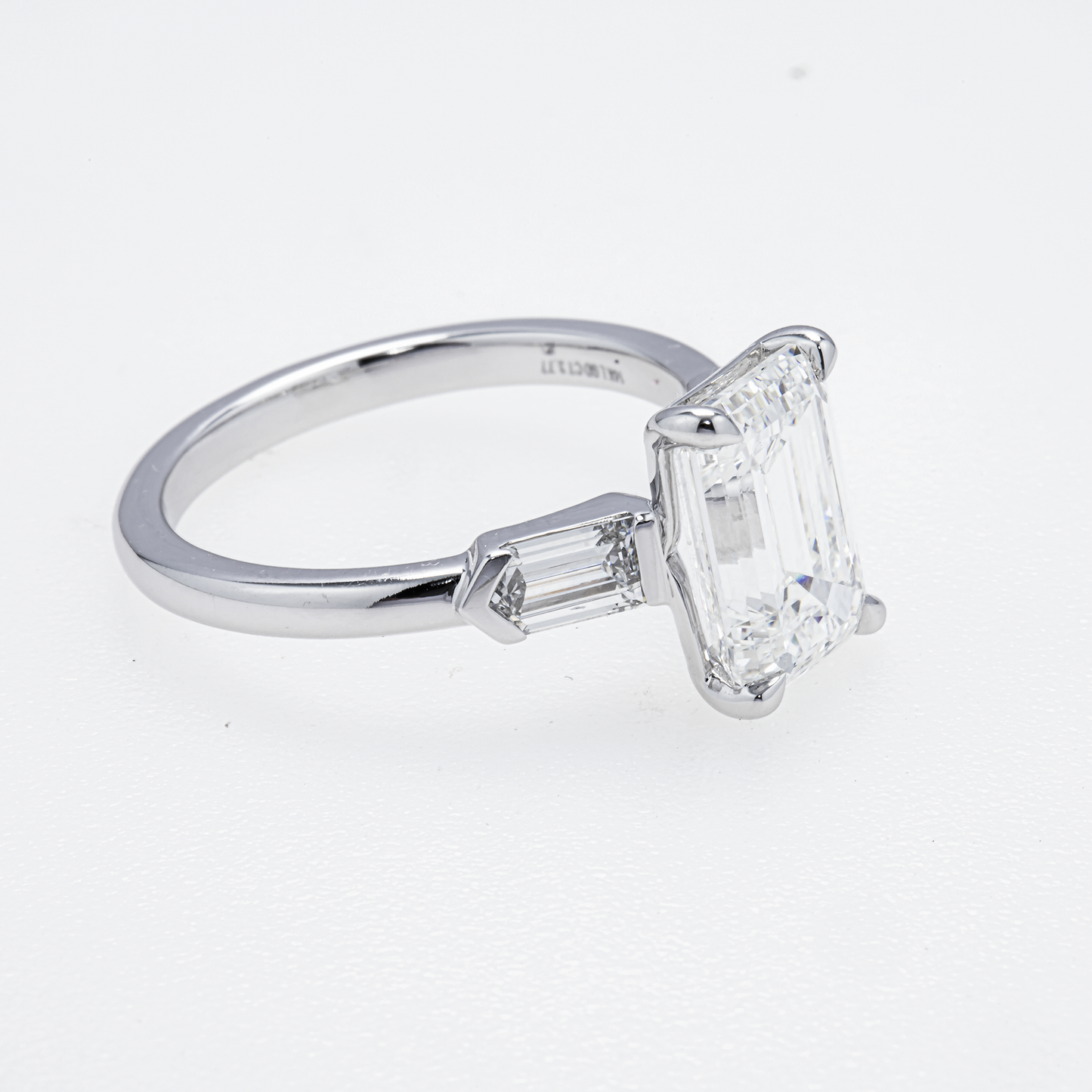 Lab-Grown Emerald-Cut Three-Stone Diamond Ring – 3.77 CTW in 14K