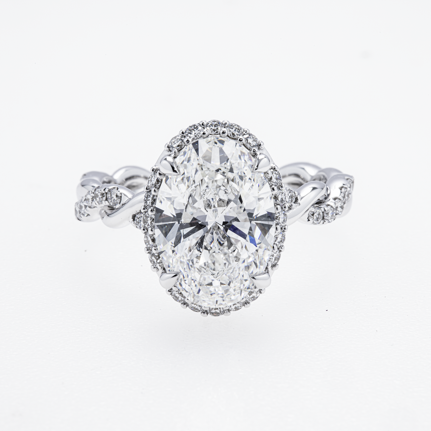 Lab-Grown Oval Diamond Halo Ring – 3.67 CTW in 14K White Gold