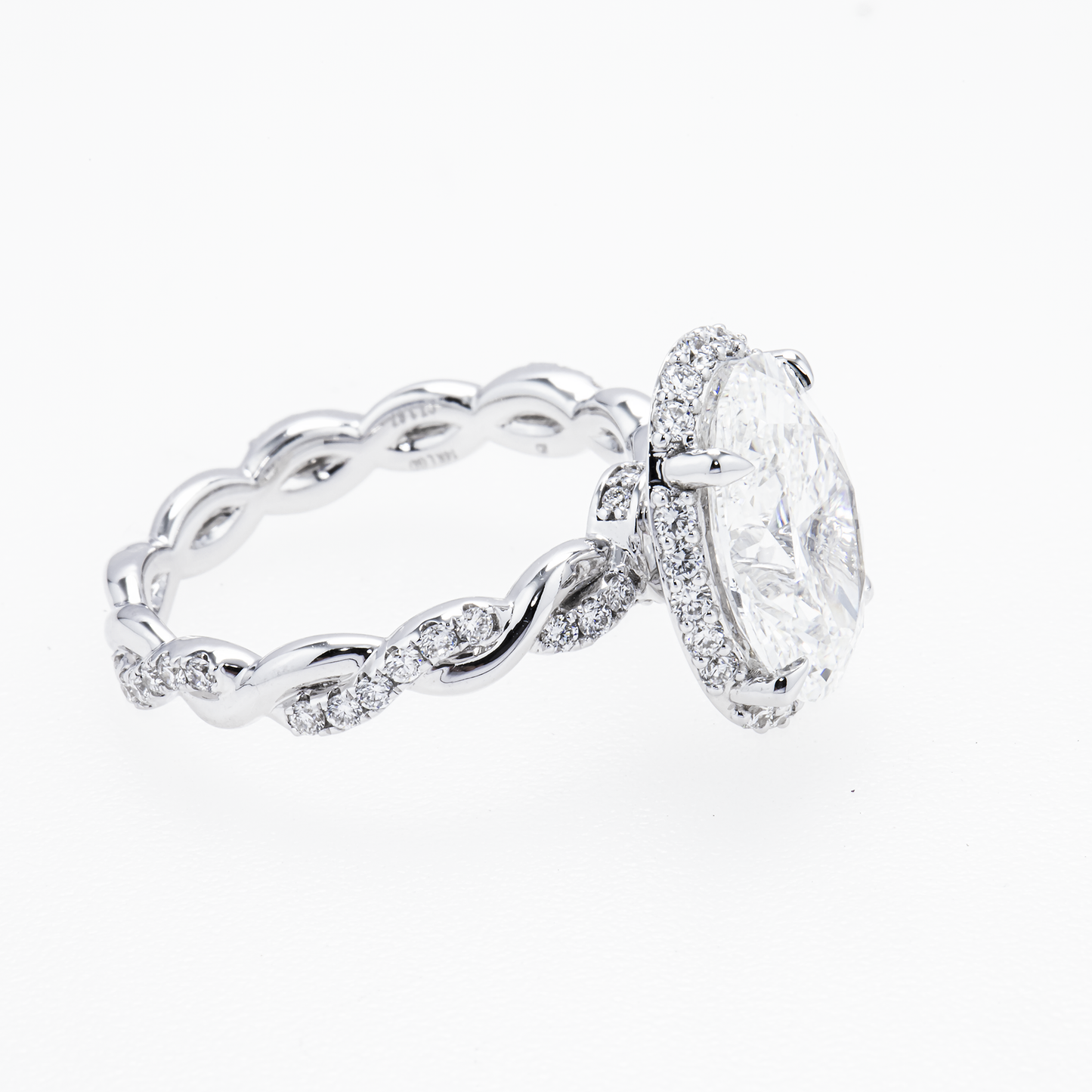 Lab-Grown Oval Diamond Halo Ring – 3.67 CTW in 14K White Gold