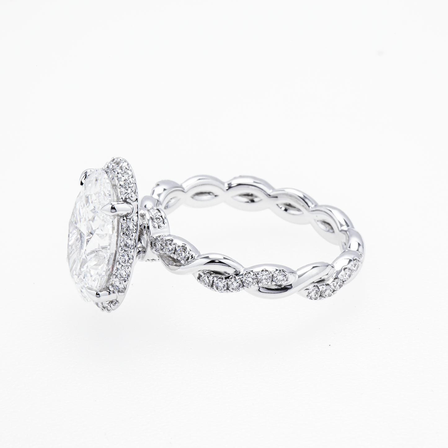 Lab-Grown Oval Diamond Halo Ring – 3.67 CTW in 14K White Gold