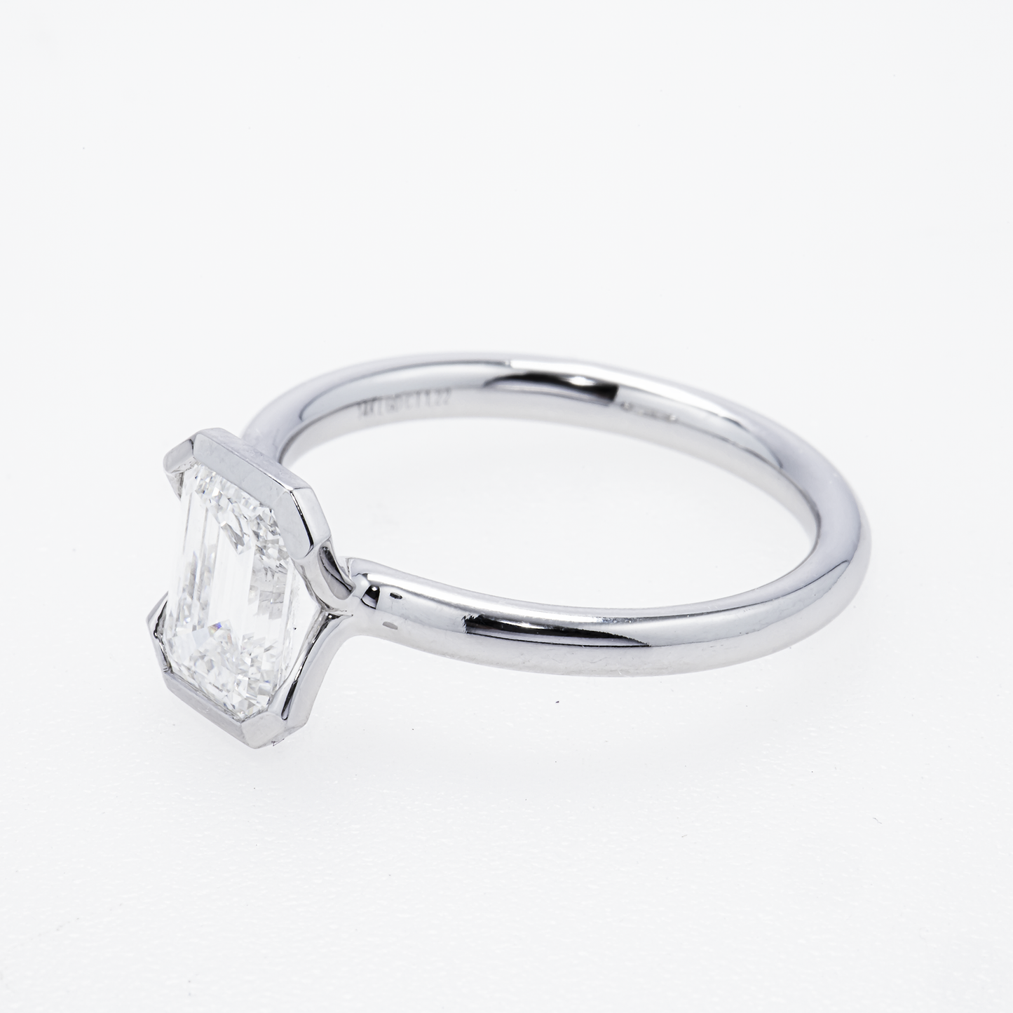 Lab-Grown Emerald-Cut Bezel-Set Diamond Ring – 1.22 CTW in 14K White
