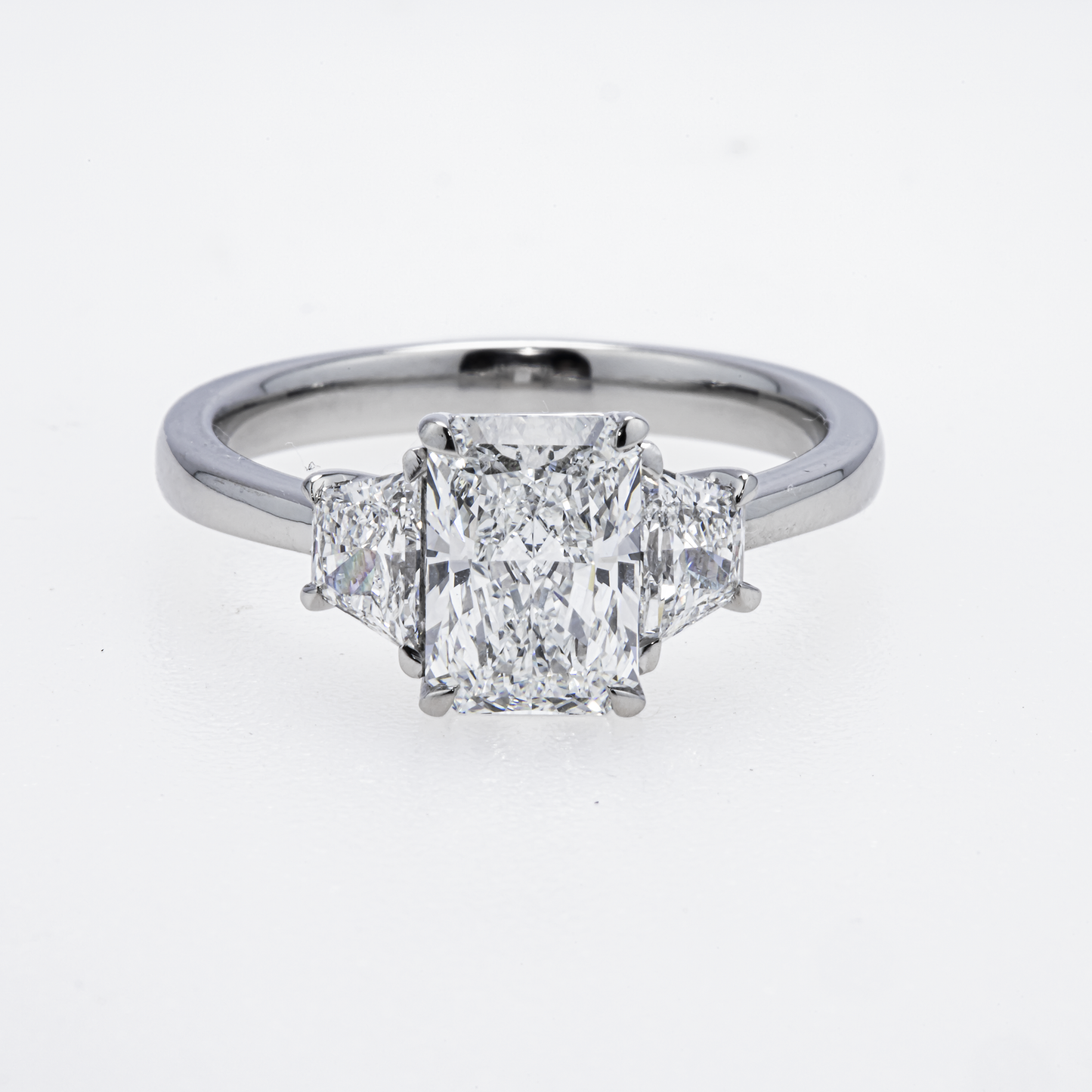 Lab-Grown Radiant-Cut Three-Stone Diamond Ring – 2.19 CTW in Platinum