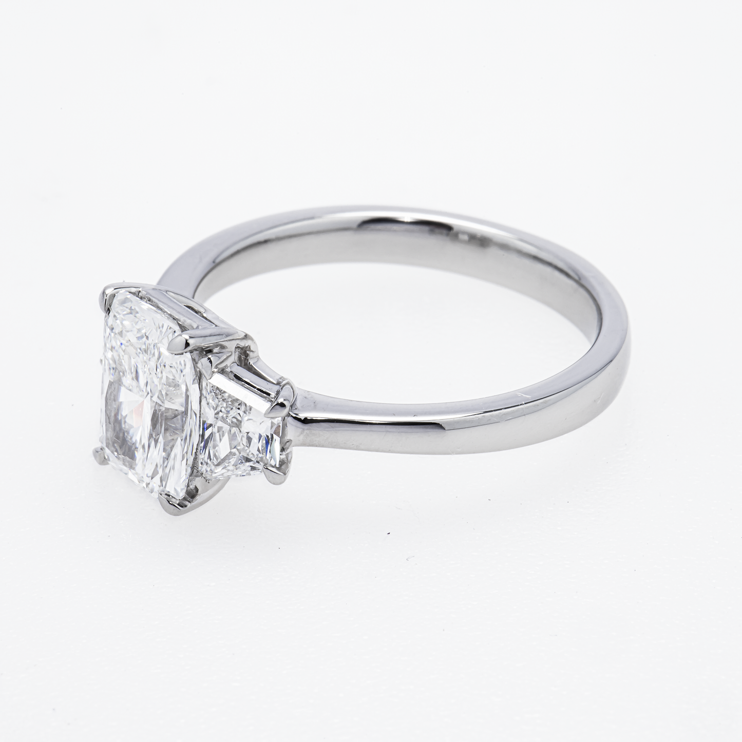 Lab-Grown Radiant-Cut Three-Stone Diamond Ring – 2.19 CTW in Platinum