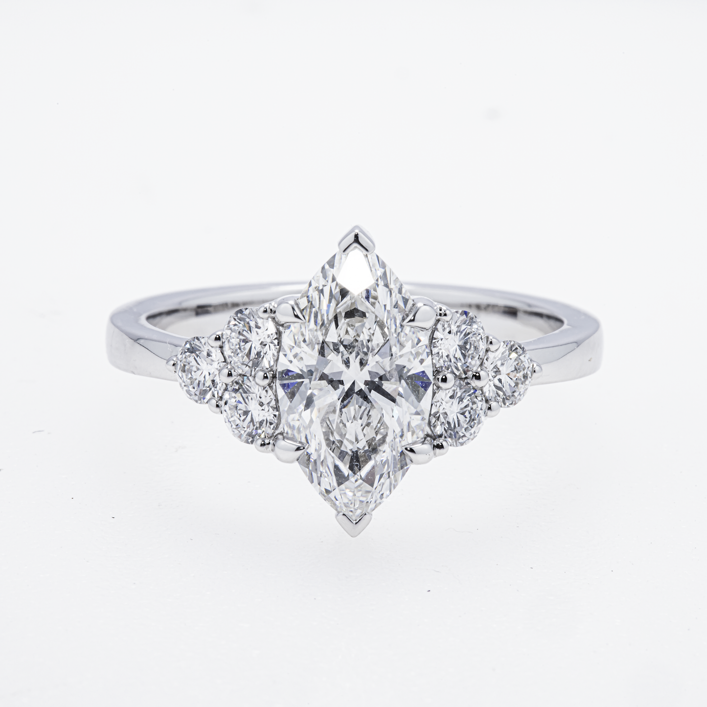 Lab-Grown Marquise Diamond Cluster Ring – 2.00 CTW in 14K White Gold