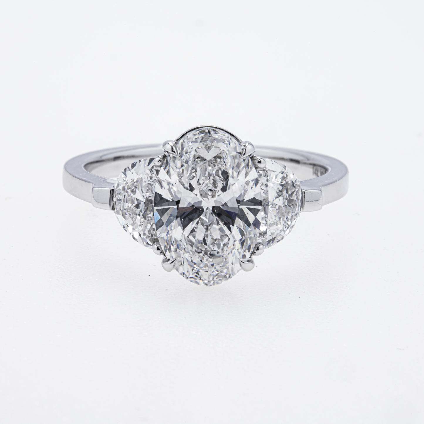 GIA-Certified Lab-Grown Oval Diamond Three-Stone Ring – 3.08 CTW in 14K White Gold