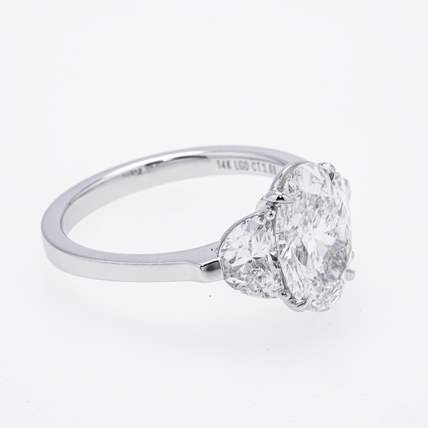 GIA-Certified Lab-Grown Oval Diamond Three-Stone Ring – 3.08 CTW in 14K White Gold