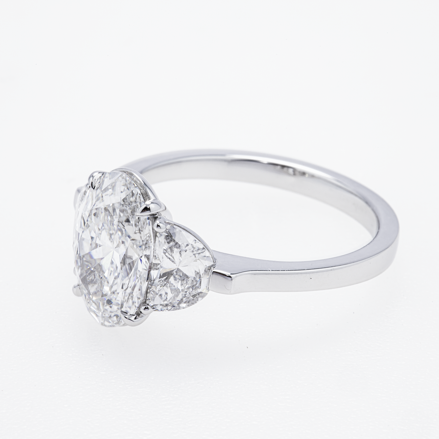 GIA-Certified Lab-Grown Oval Diamond Three-Stone Ring – 3.08 CTW in 14K White Gold