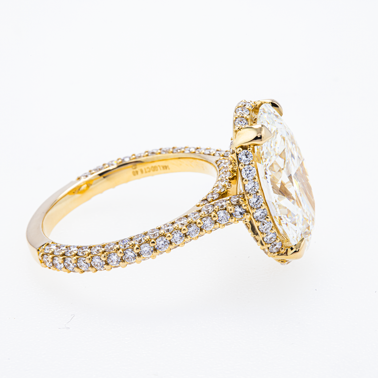 Lab-Grown Oval Diamond Halo Ring – 6.42 CTW in 14K Yellow Gold