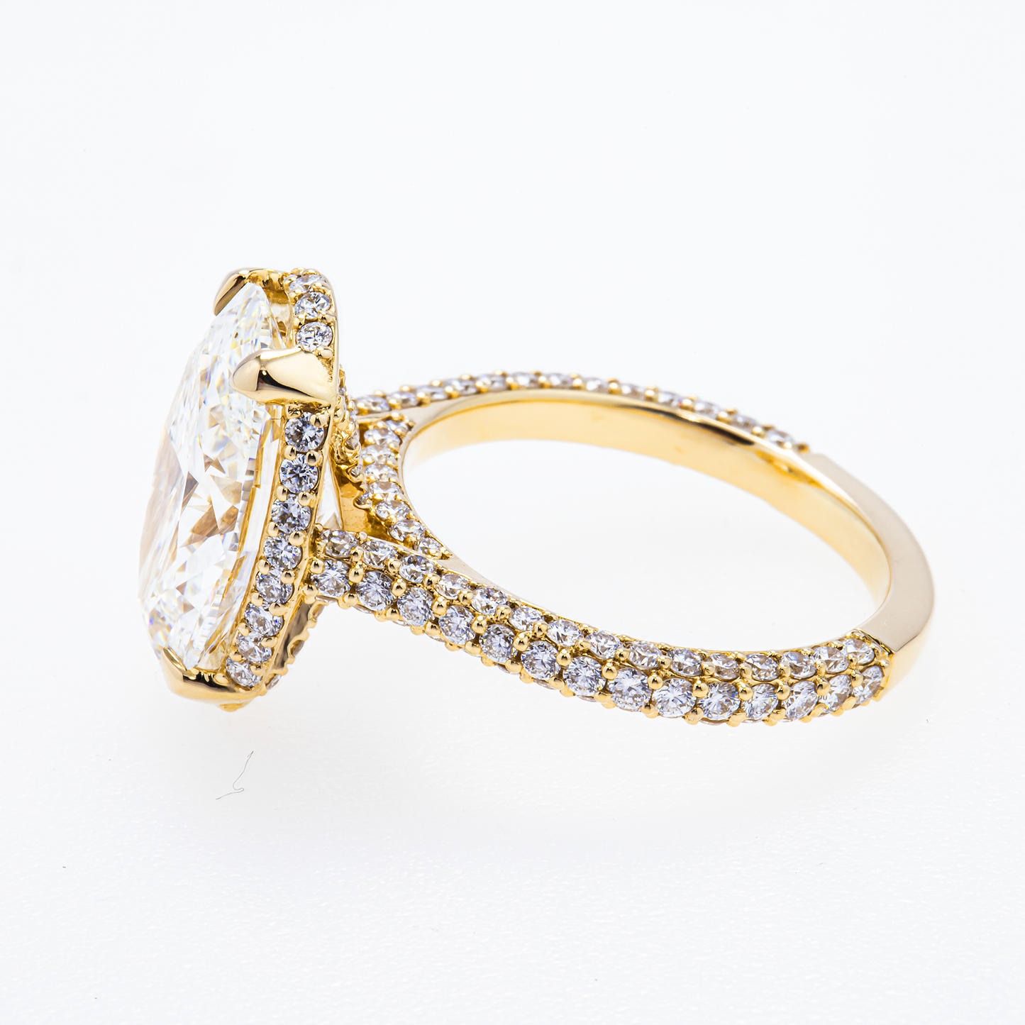 Lab-Grown Oval Diamond Halo Ring – 6.42 CTW in 14K Yellow Gold