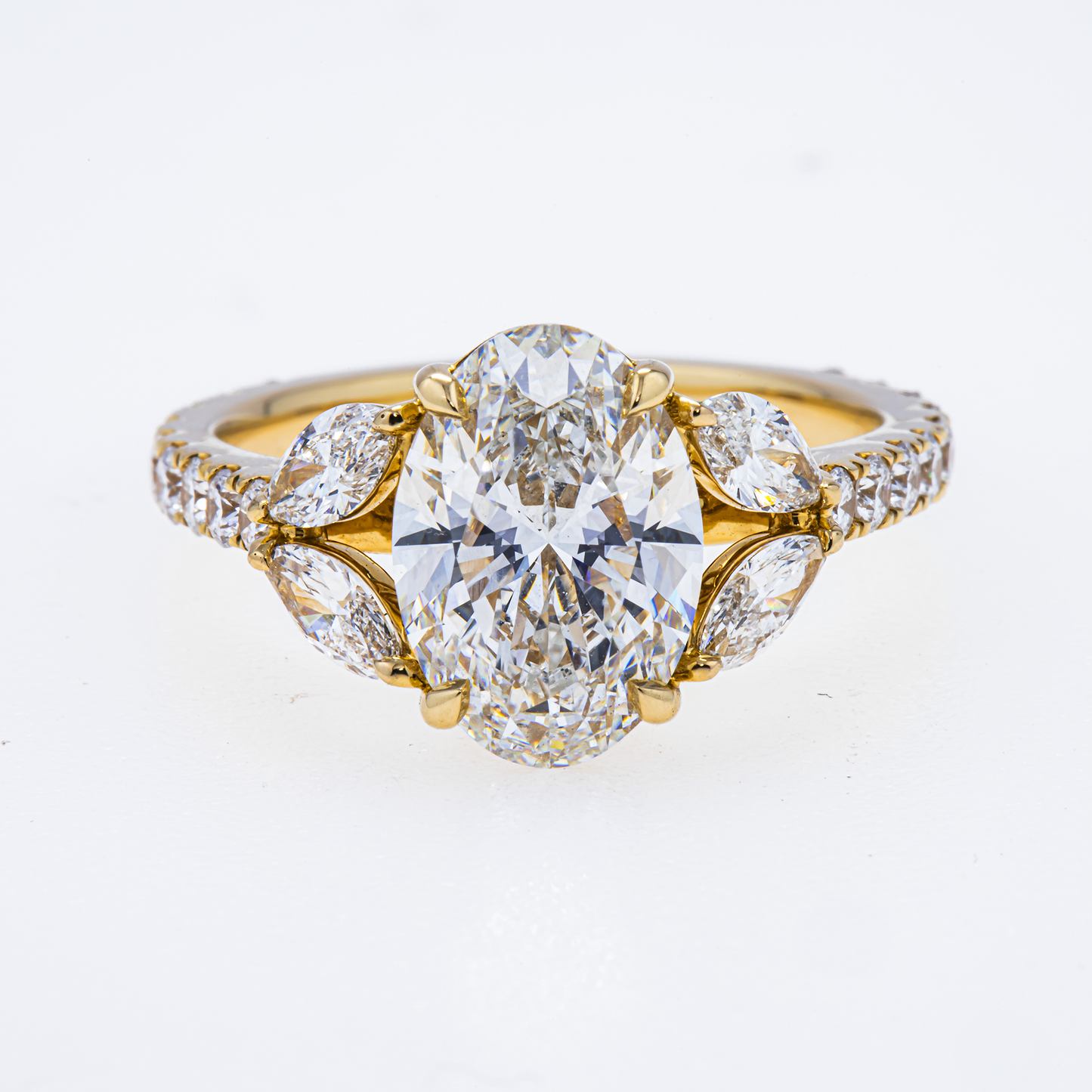 Lab-Grown Oval Diamond Accent Ring – 2.79 CTW in 14K Yellow Gold