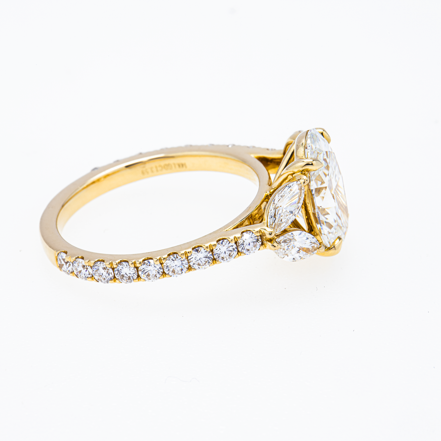 Lab-Grown Oval Diamond Accent Ring – 2.79 CTW in 14K Yellow Gold