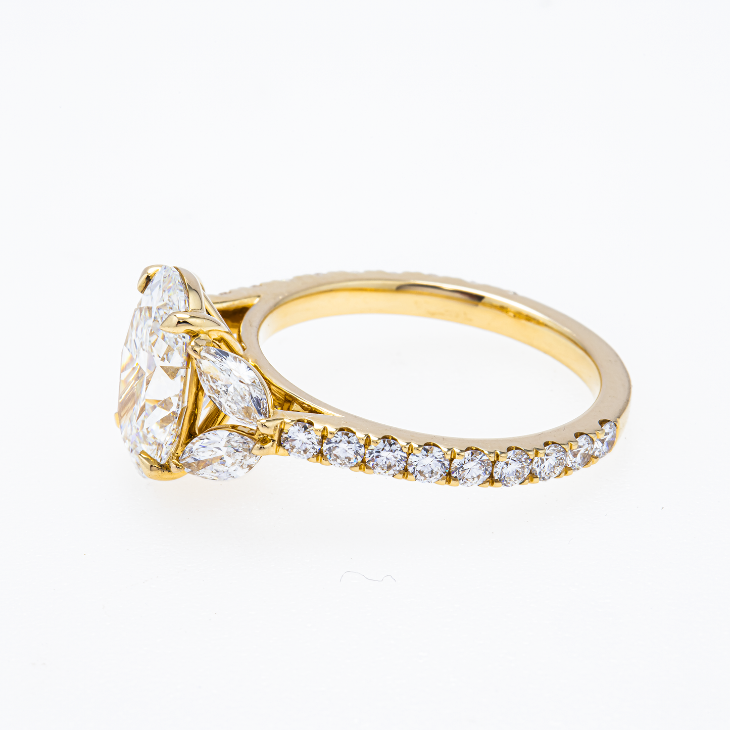 Lab-Grown Oval Diamond Accent Ring – 2.79 CTW in 14K Yellow Gold