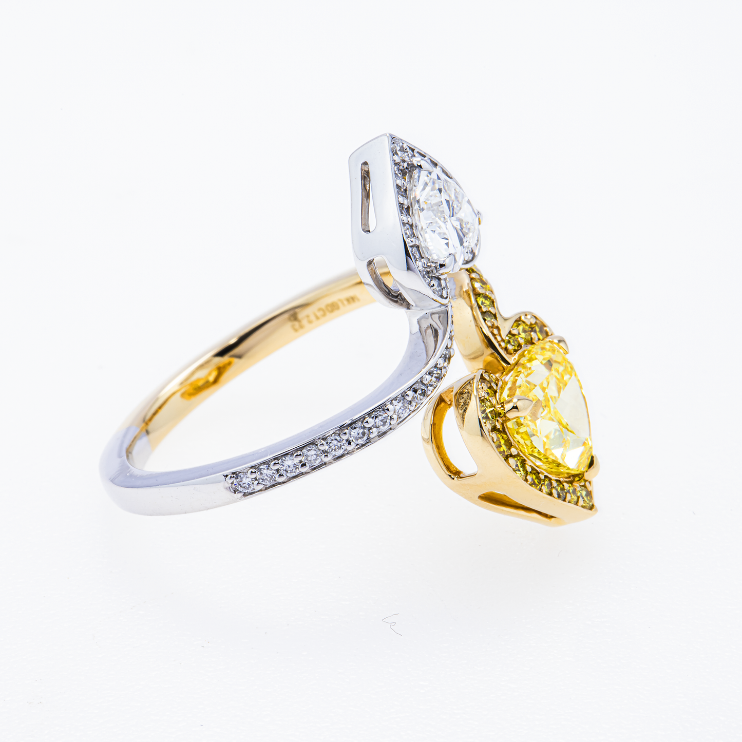 Lab-Grown Fancy Intense Yellow Heart Diamond Split-Shank Ring – 5.18