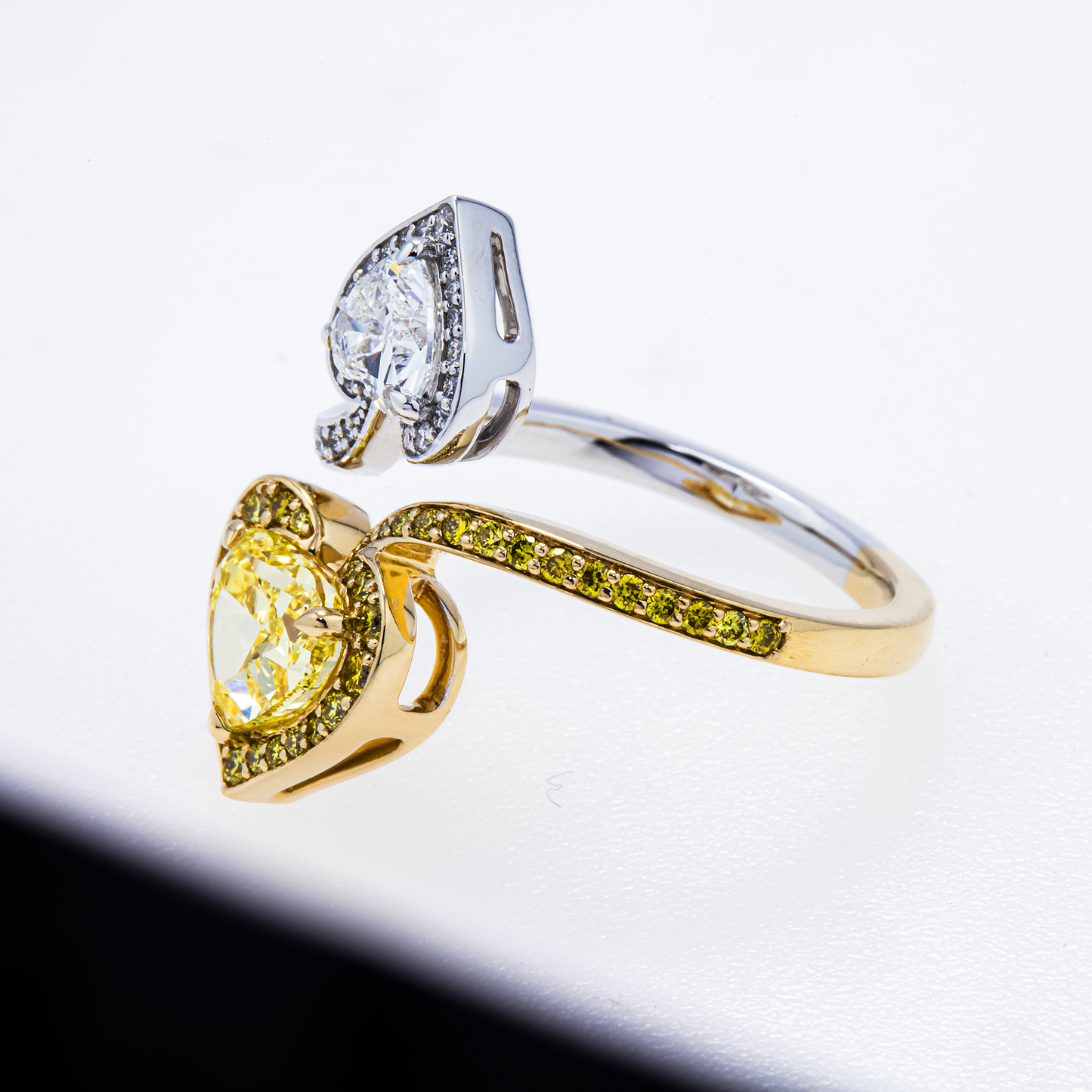 Lab-Grown Fancy Intense Yellow Heart Diamond Split-Shank Ring – 5.18