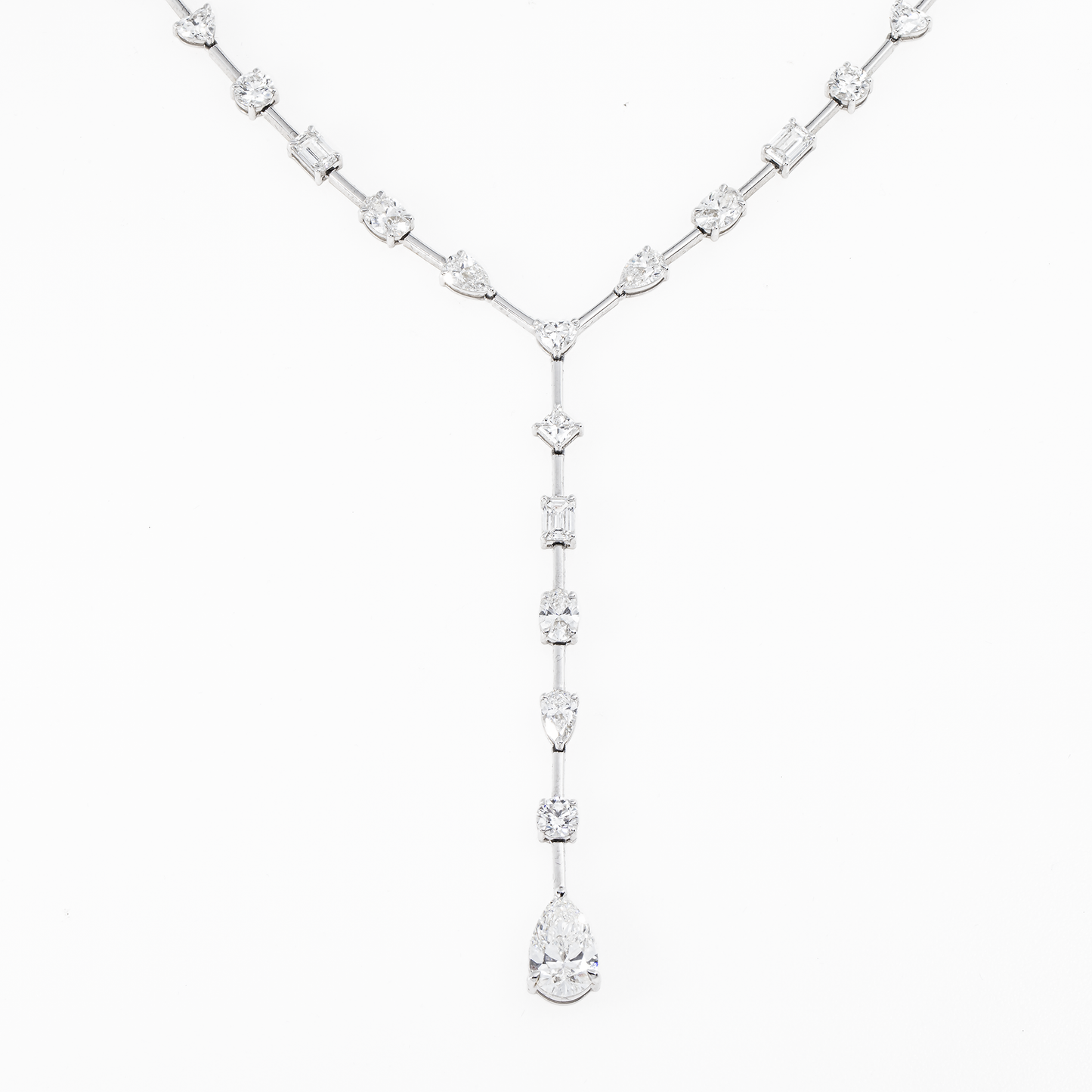 Lab-Grown Mixed-Cut Diamond Lariat Necklace – 18.92 CTW in 14K White Gold