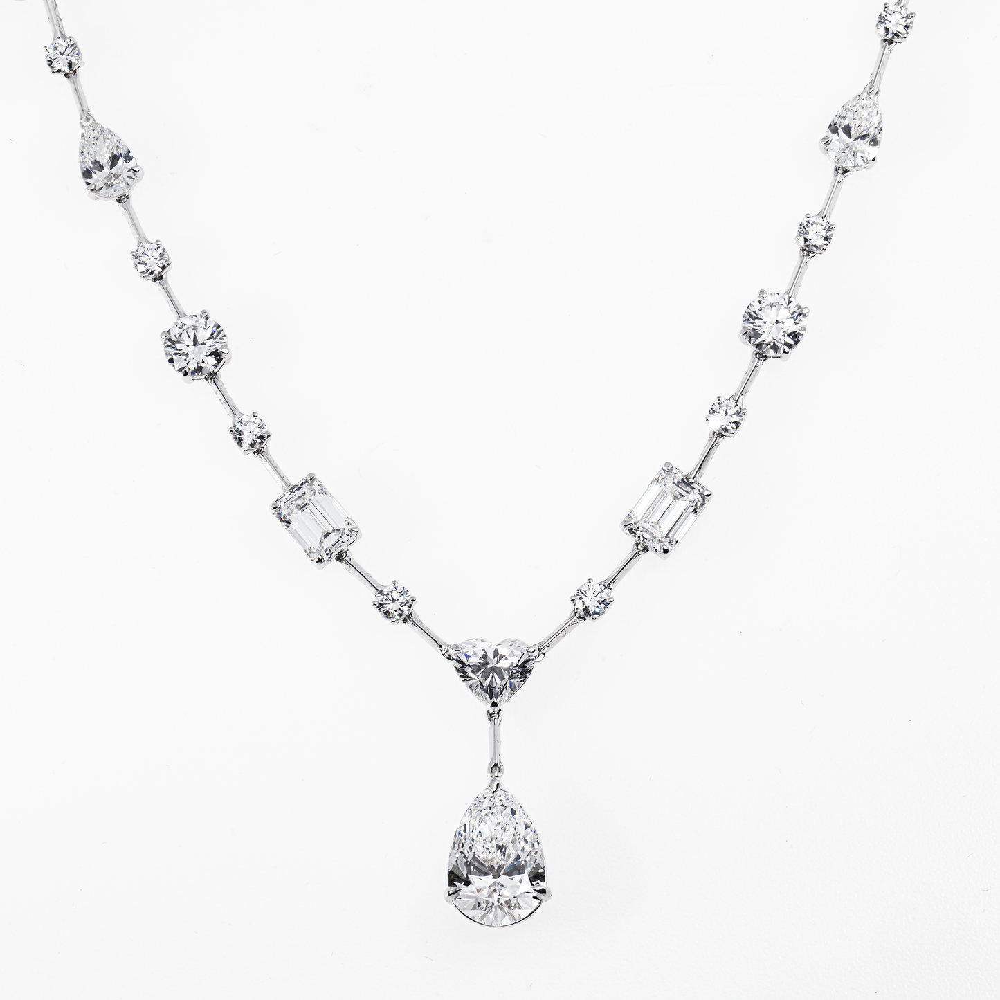 Lab-Grown Mixed-Cut Diamond Drop Necklace – 28.47 CTW in 14K White Gold
