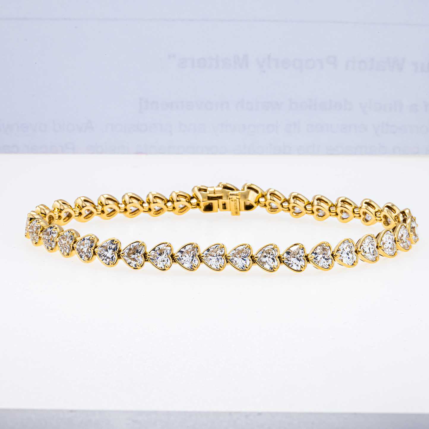 Lab-Grown Heart-Shaped Diamond Tennis Bracelet – 11.30 CTW in 14K Yellow Gold
