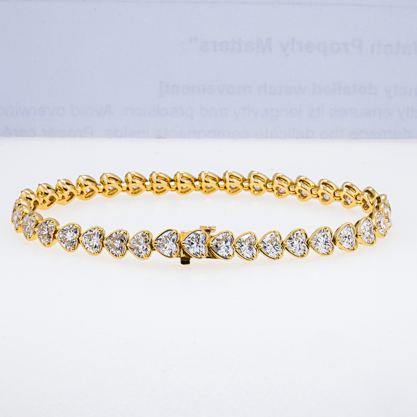 Lab-Grown Heart-Shaped Diamond Tennis Bracelet – 11.30 CTW in 14K Yellow Gold