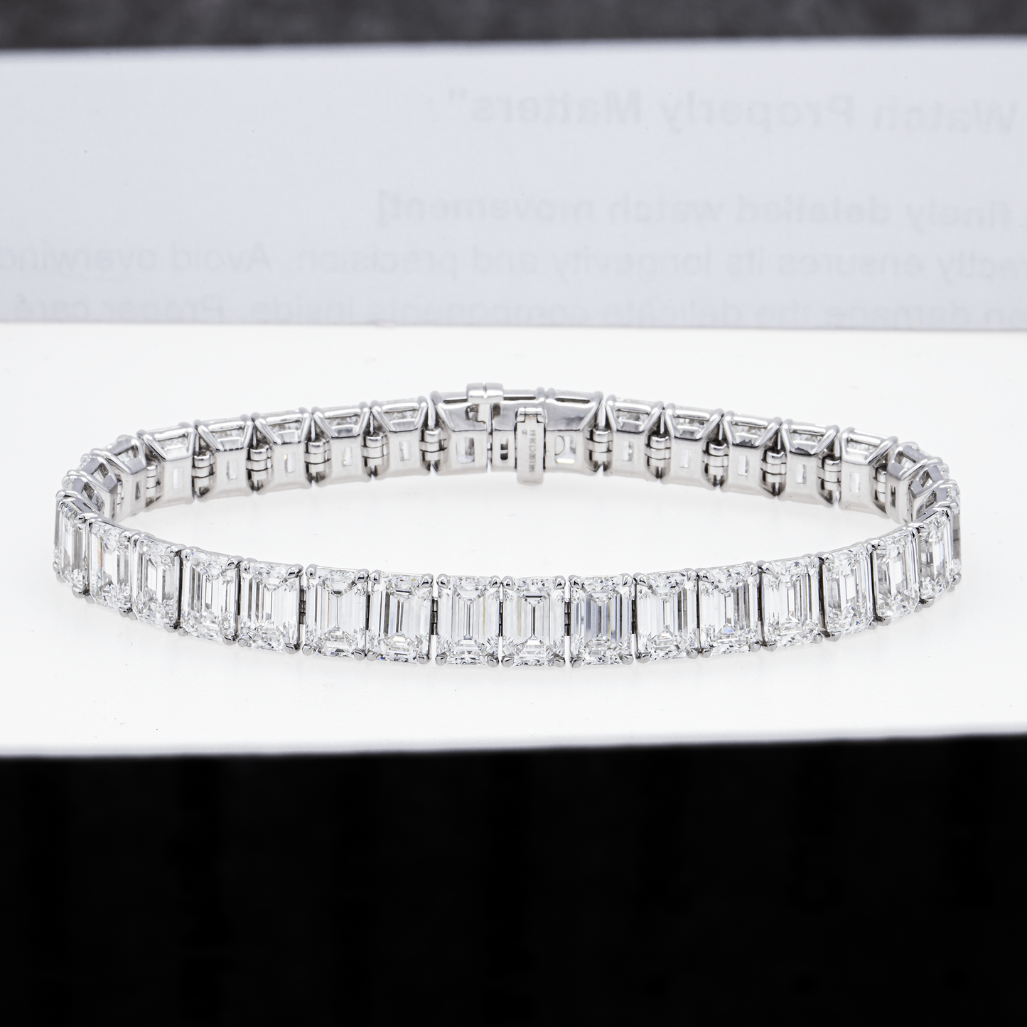 Lab-Grown Emerald-Cut Diamond Tennis Bracelet – 36.64 CTW in 14K White Gold