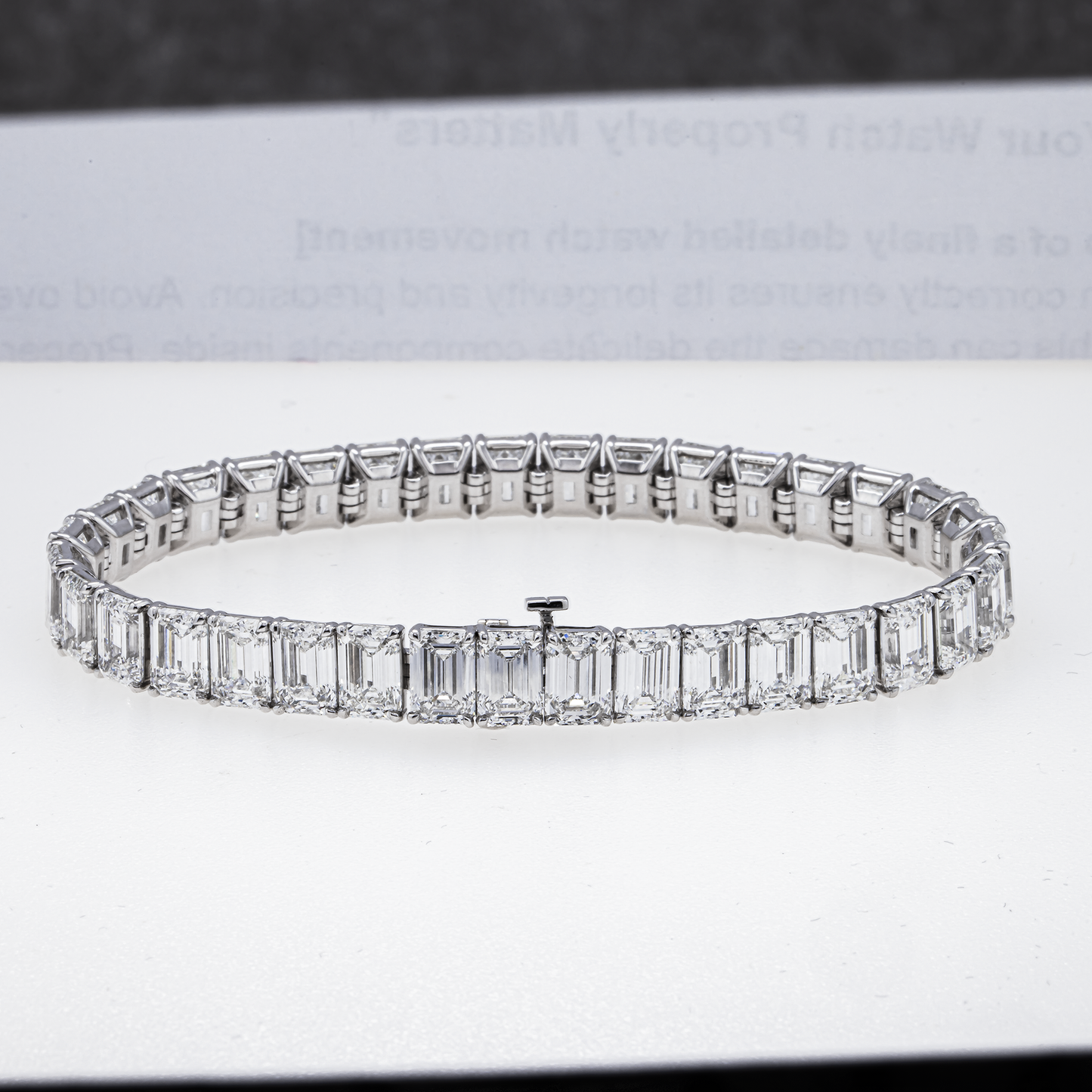 Lab-Grown Emerald-Cut Diamond Tennis Bracelet – 36.64 CTW in 14K White Gold