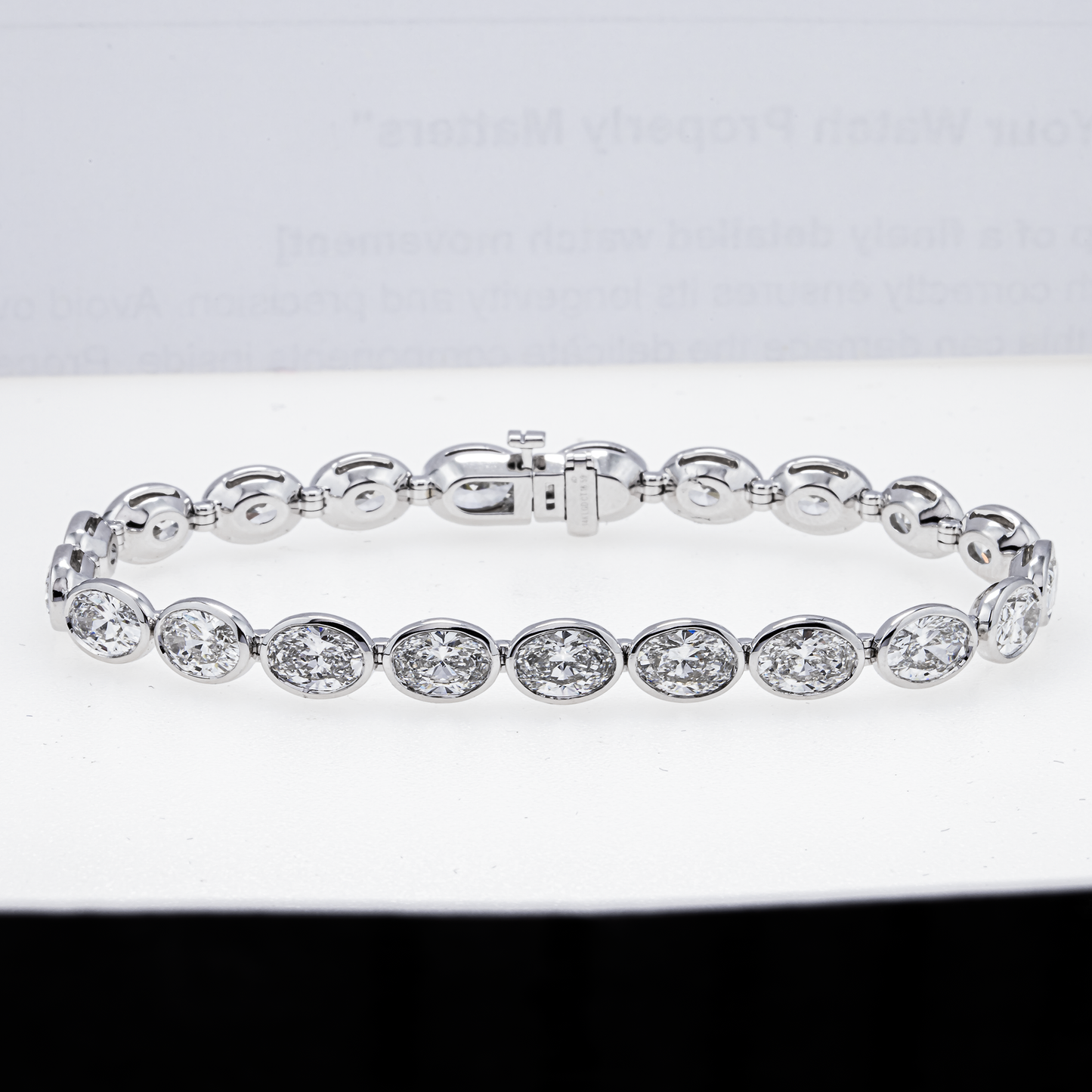 Lab-Grown Oval Diamond Bezel Tennis Bracelet – 16.59 CTW in 14K White Gold