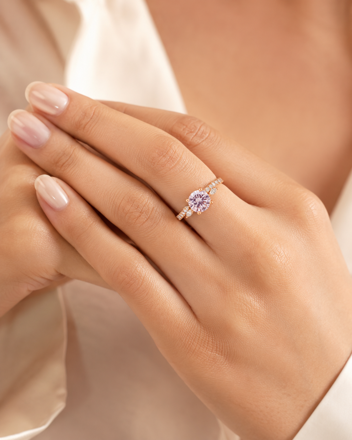 Lab-Grown Fancy Pink Diamond Solitaire Ring