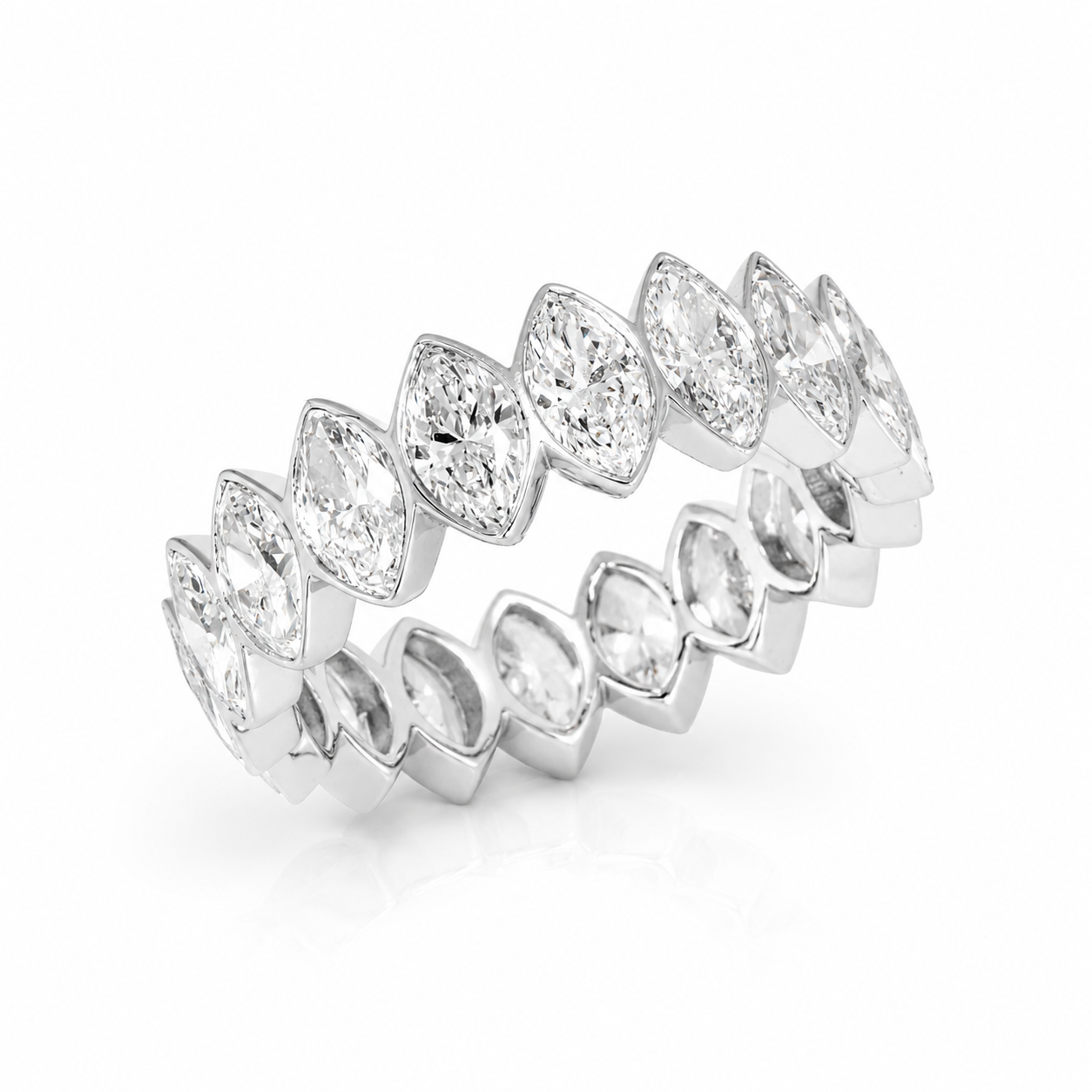 Lab-Grown Marquise Diamond Eternity Band – 14K White Gold