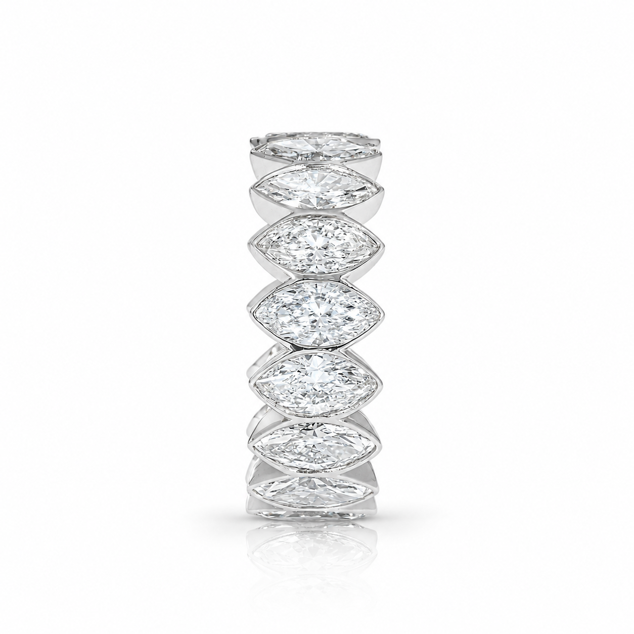 Lab-Grown Marquise Diamond Eternity Band – 14K White Gold