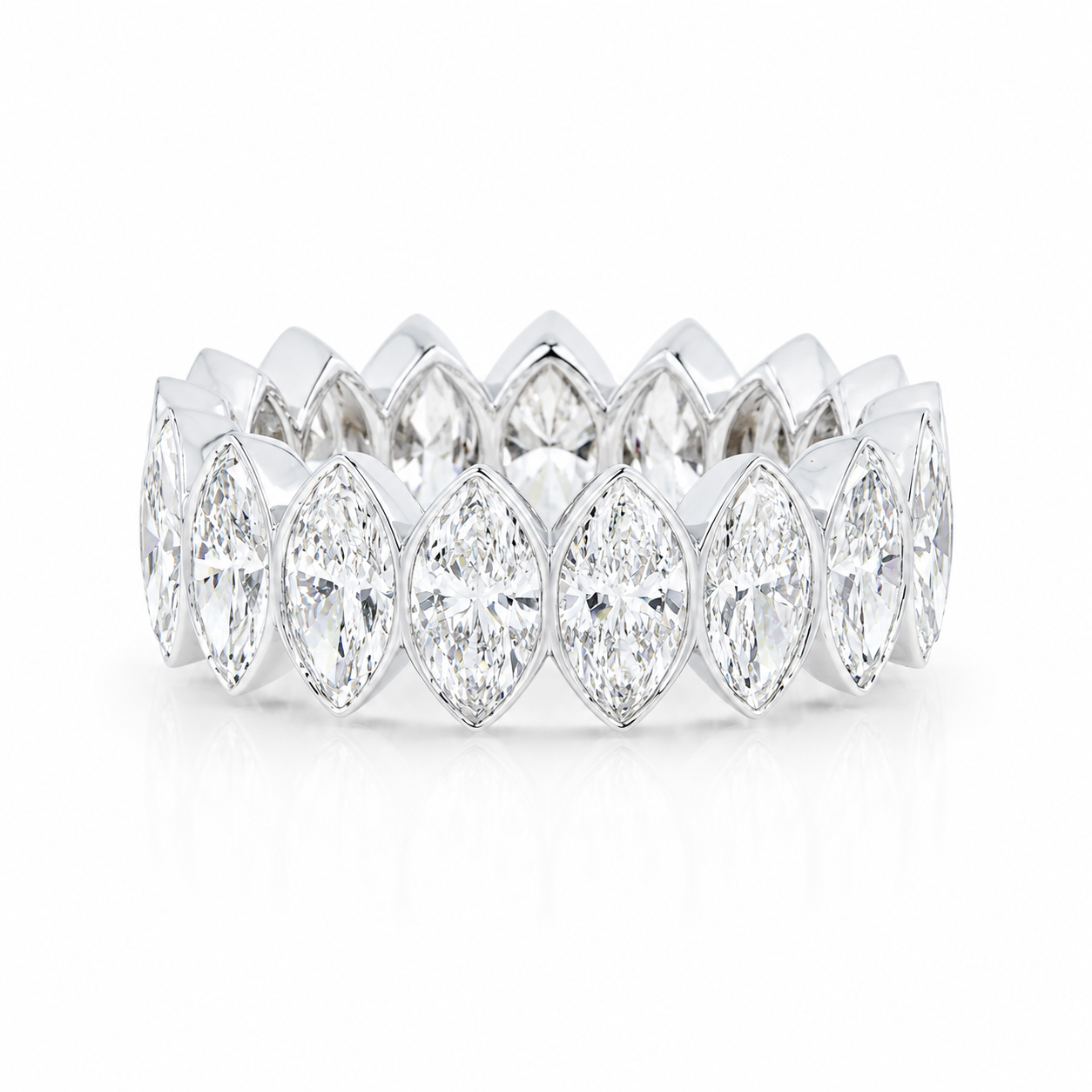 Lab-Grown Marquise Diamond Eternity Band – 14K White Gold