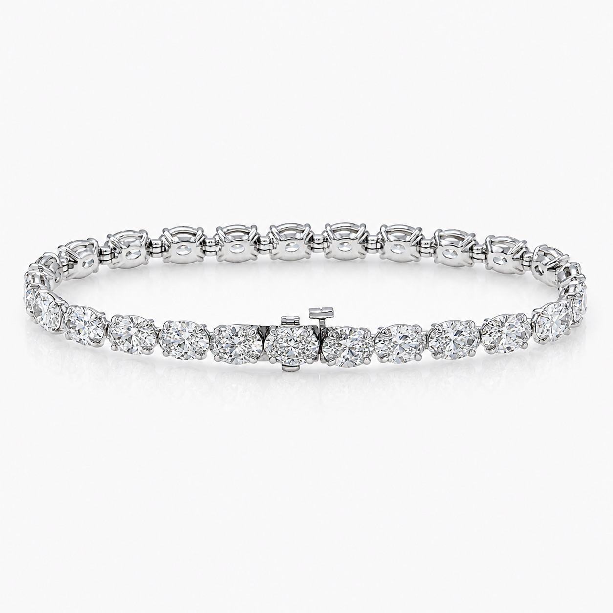 Lab-Grown Oval Diamond Tennis Bracelet – 15.47 CTW in 14K White Gold