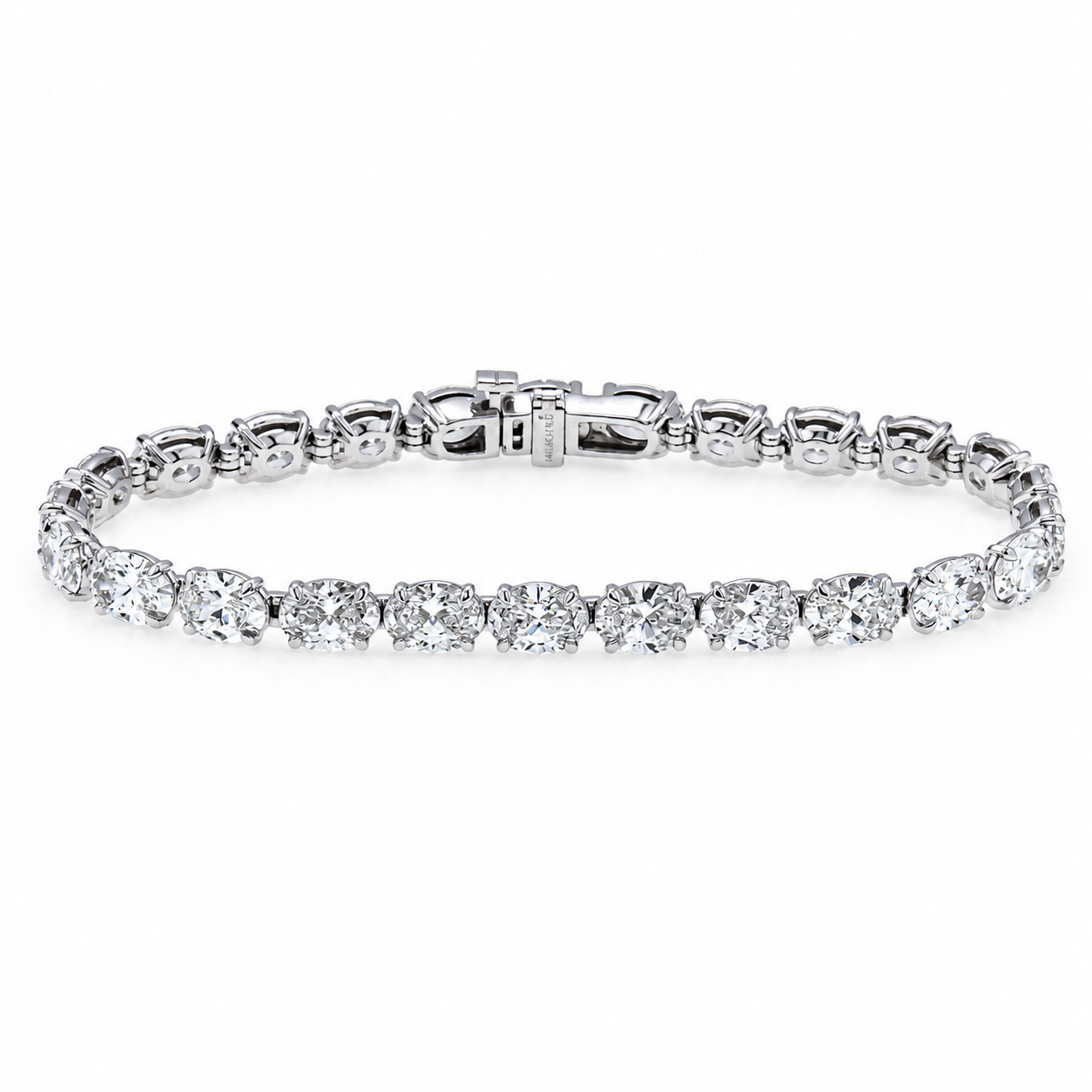 Lab-Grown Oval Diamond Tennis Bracelet – 15.47 CTW in 14K White Gold
